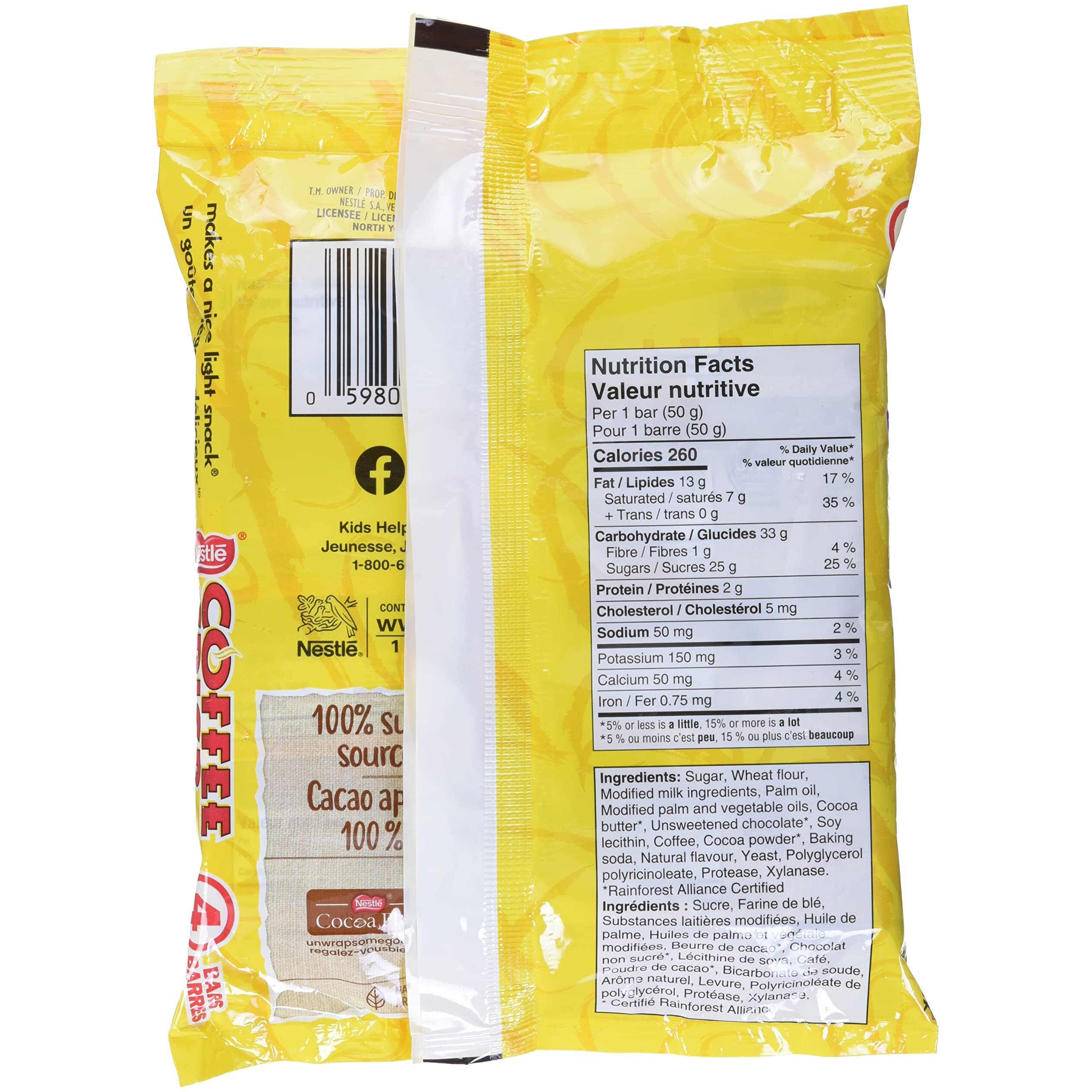 Canada Candy Coffee Crisp Chocolate Bar 4 X 50Gram Bars. Imported From Canada. (Basic)