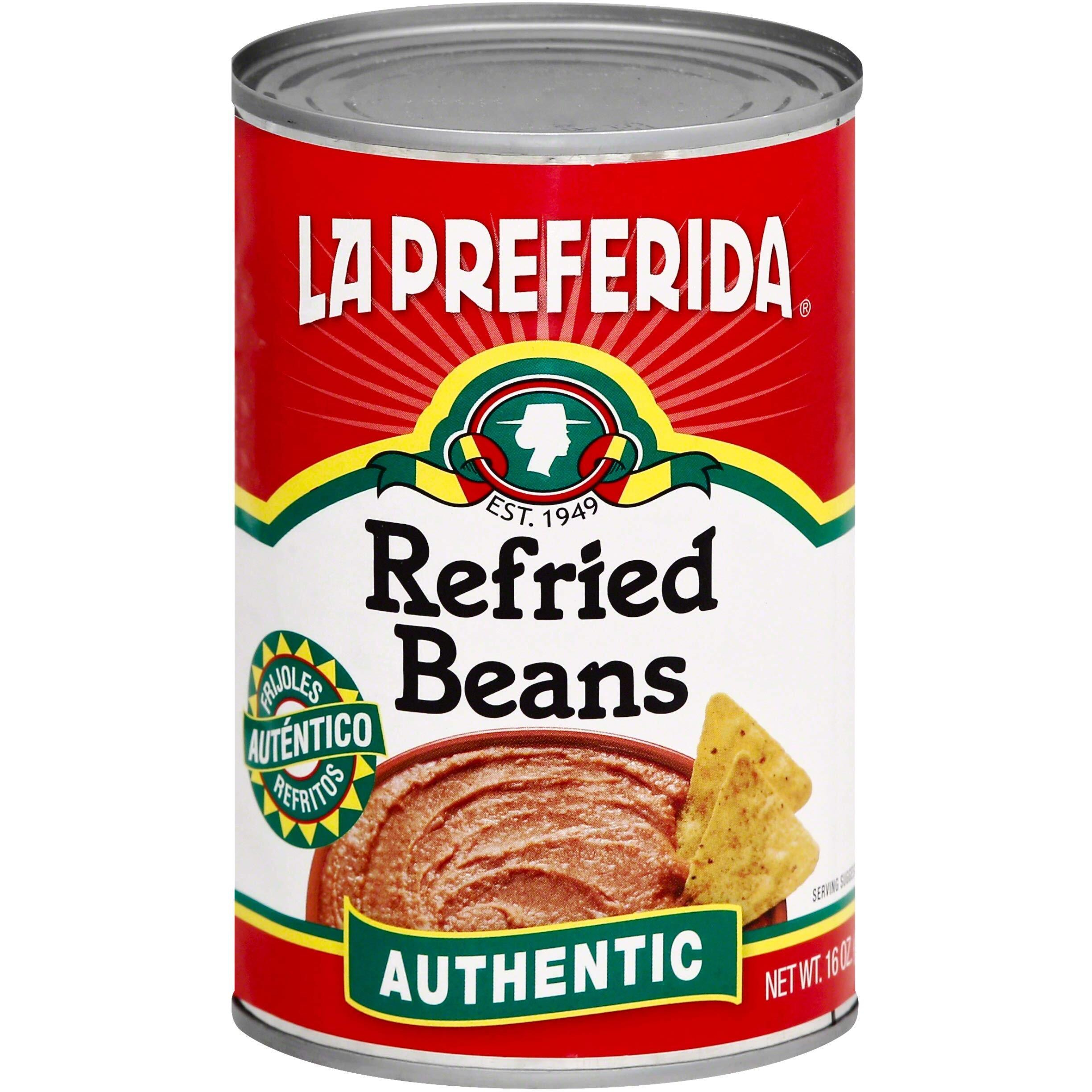 La Preferida Authentic Refried Pinto Beans - Homemade Taste Of Traditional Creamy Frijoles Refritos. 4 Simple Ingredient, 16 Oz (Pack Of 6)