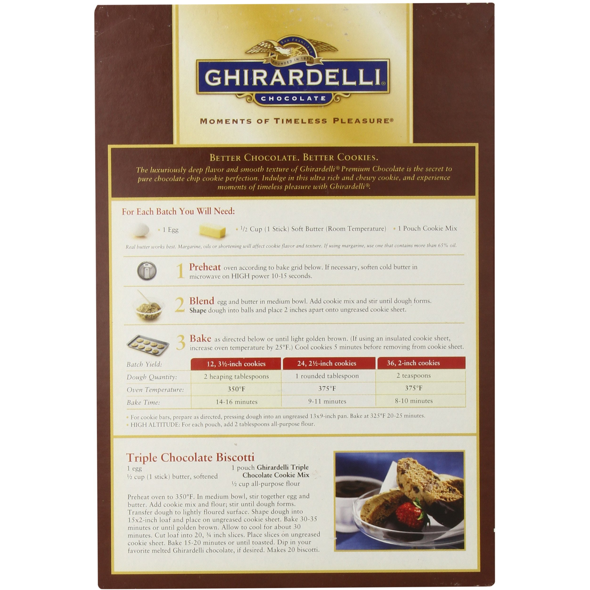 Ghirardell Chocolate Triple Chocolate Semi Sweet- Milk- Bittersweet Cookie Mix - 52.5 Oz