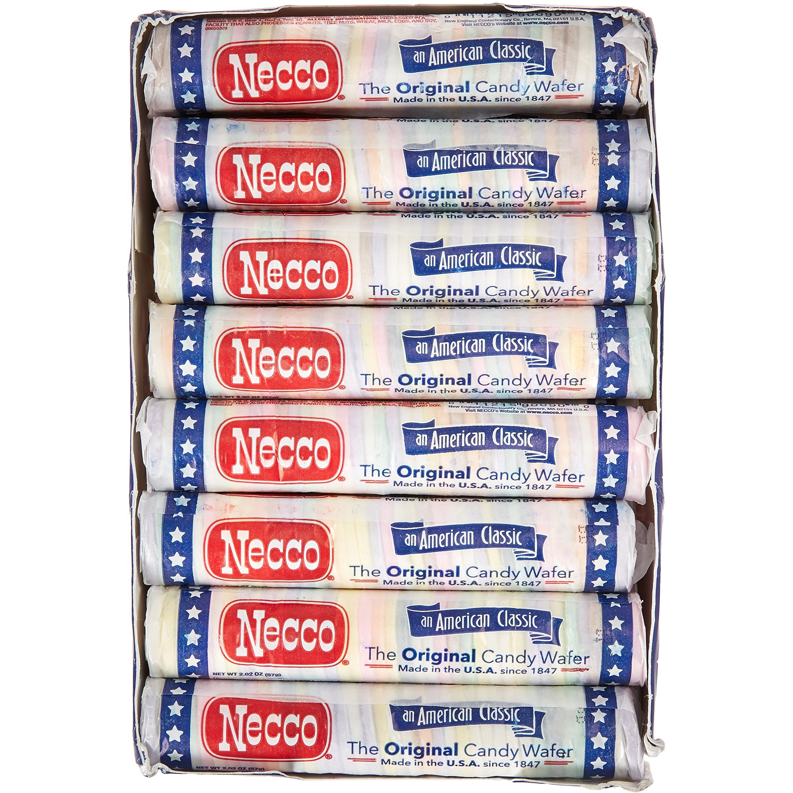 Necco Assorted Original Candy Wafers 24-2.02 Oz Rolls, Net Wt 3 Lbs