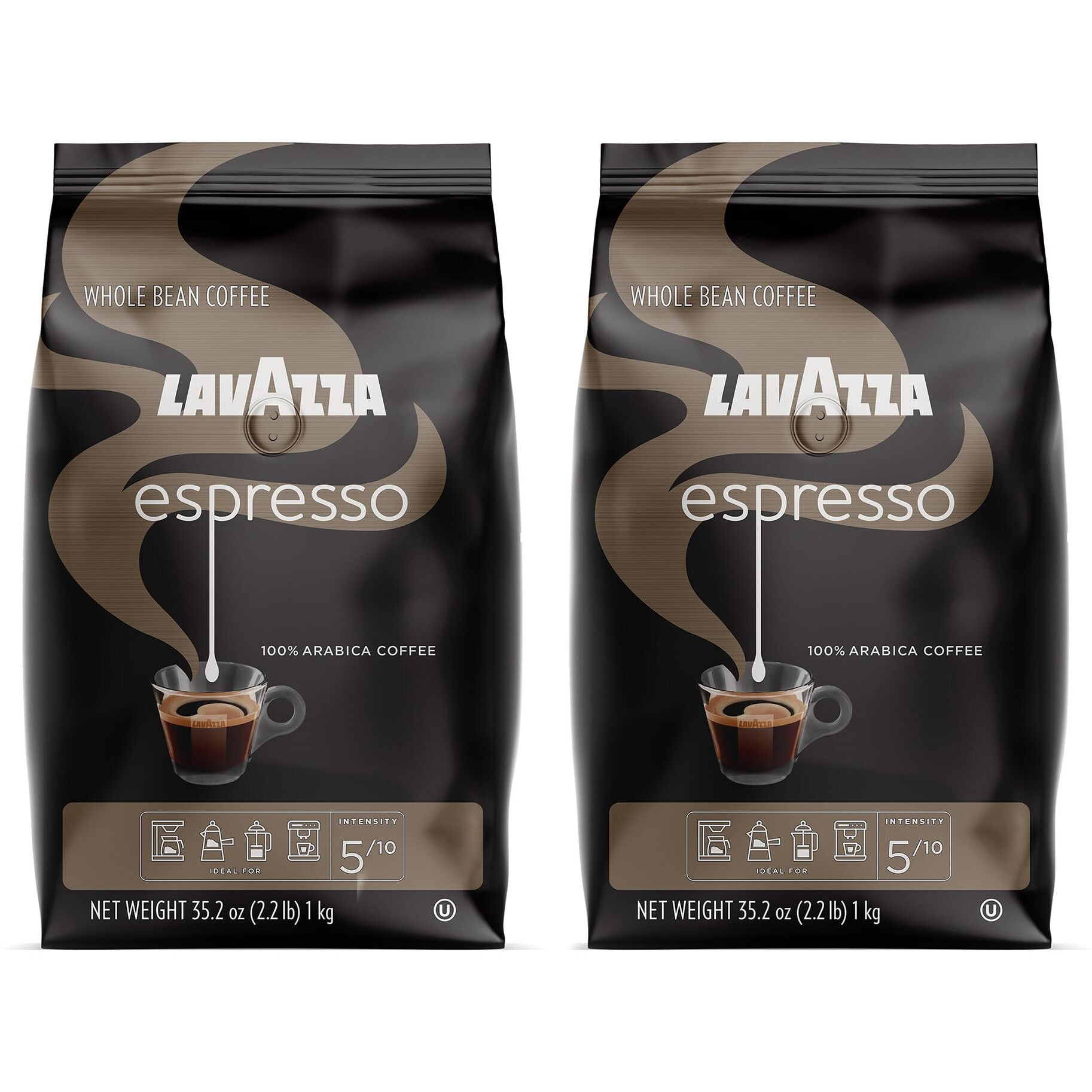 Lavazza Caffe Espresso Italiano Whole Bean Coffee Blend, Medium Roast, 2.2-Pound Bag (Pack Of 2)
