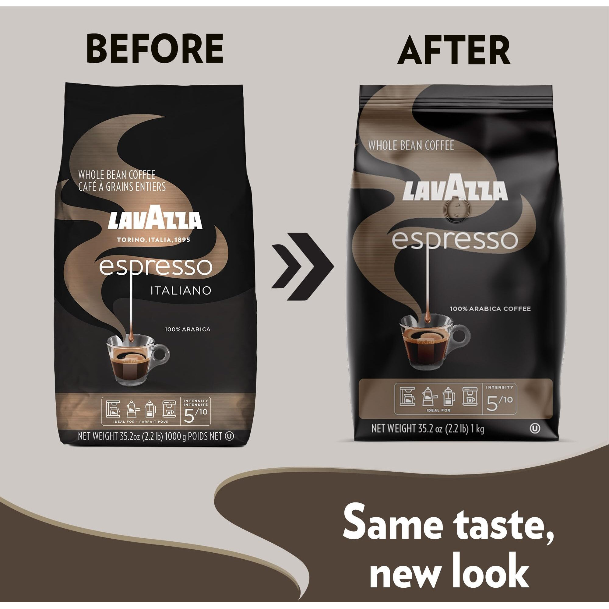 Lavazza Caffe Espresso Italiano Whole Bean Coffee Blend, Medium Roast, 2.2-Pound Bag (Pack Of 2)