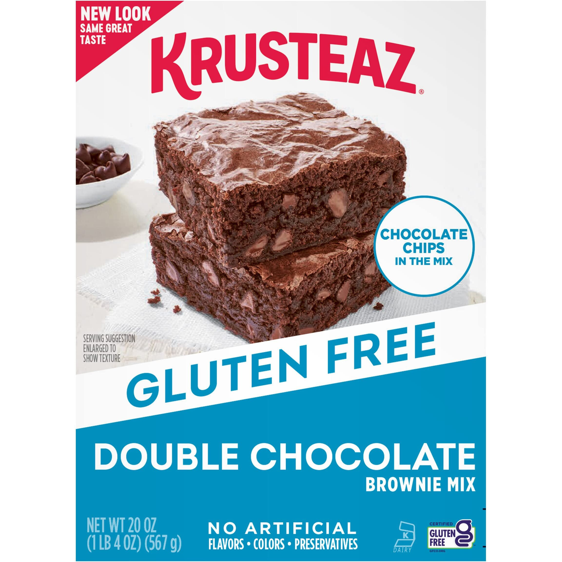 Krusteaz Gluten Free Double Chocolate Brownie Mix, Includes Chocolate Chips, Certified Gf, Gluten Free Baking Mix, 20-Ounce Boxes (Pack Of 8)