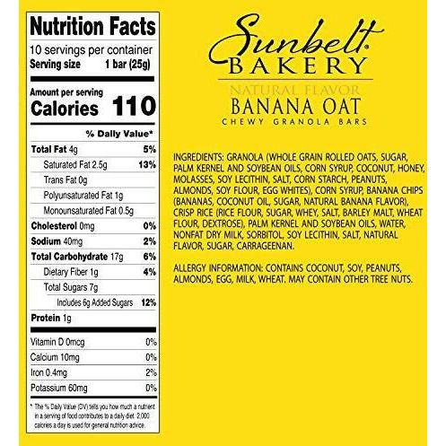 Sunbelt Bakery Banana Oat Chewy Granola Bars, 50-0.9 Oz Bars (5 Boxes)