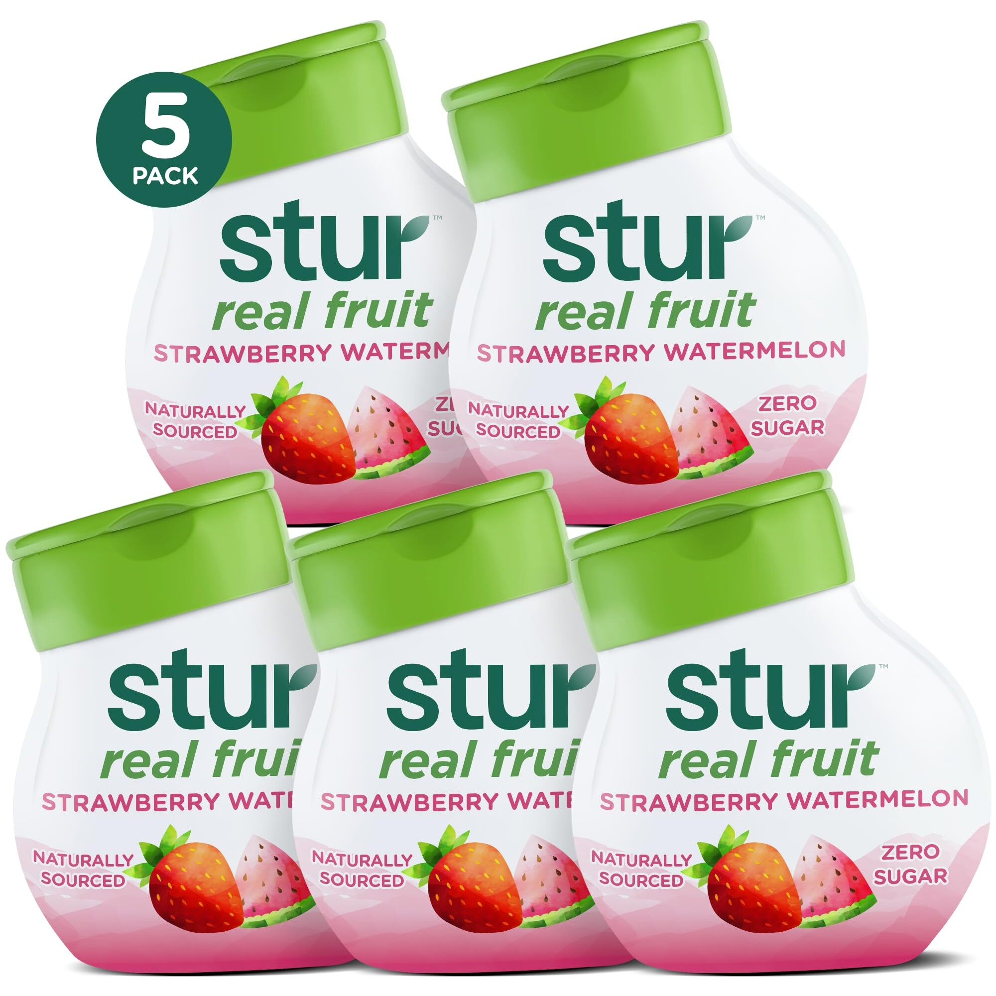 Stur Liquid Water Enhancer | Strawberry Watermelon | Naturally Sweetened | High In Vitamin C & Antioxidants | Sugar Free | Zero Calories | Keto | Vegan | 5 Bottles, Makes 120 Drinks