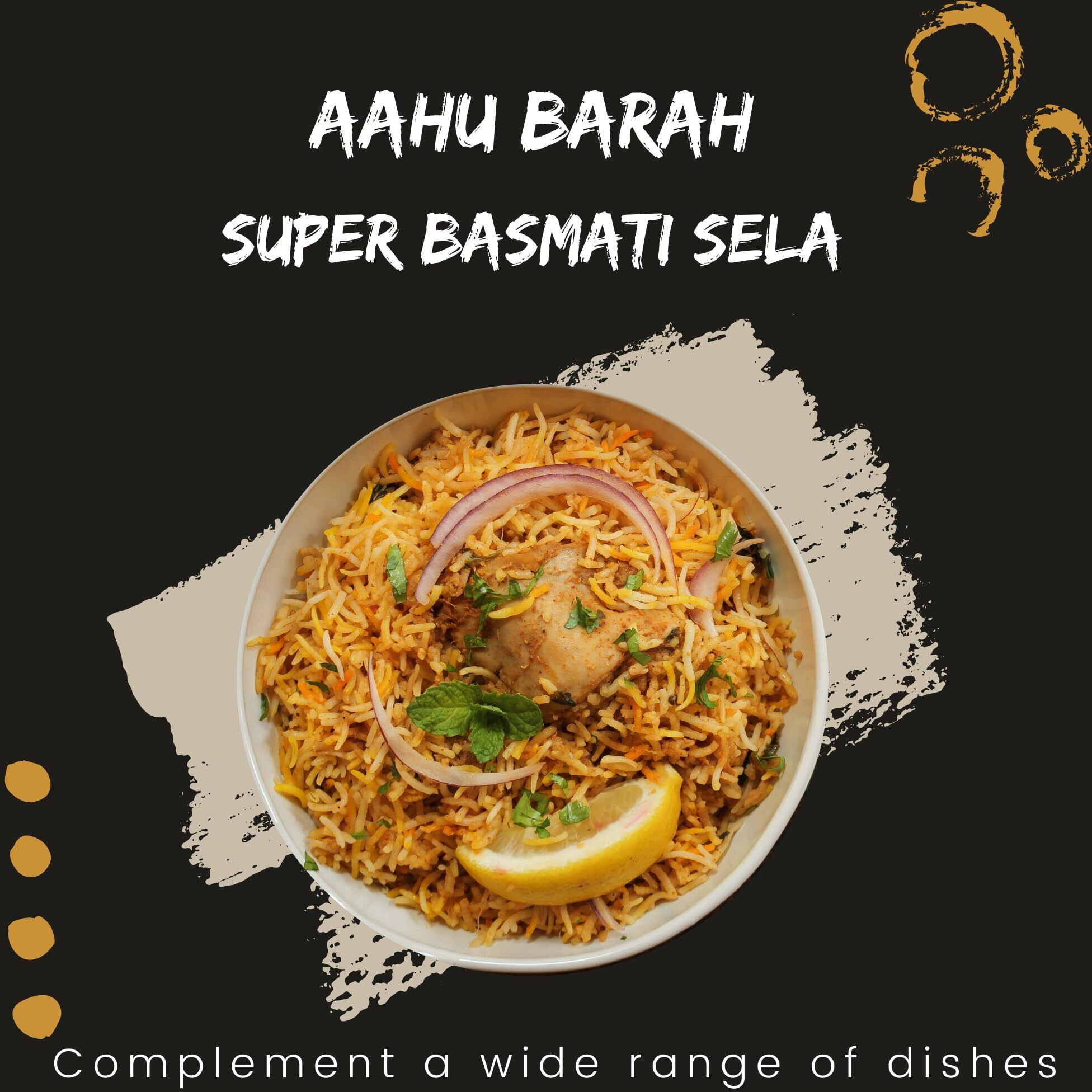 Aahu Barah Basmati Sela Rice - Extra-Long Grain For Superior Culinary Delights 10Lb Pack