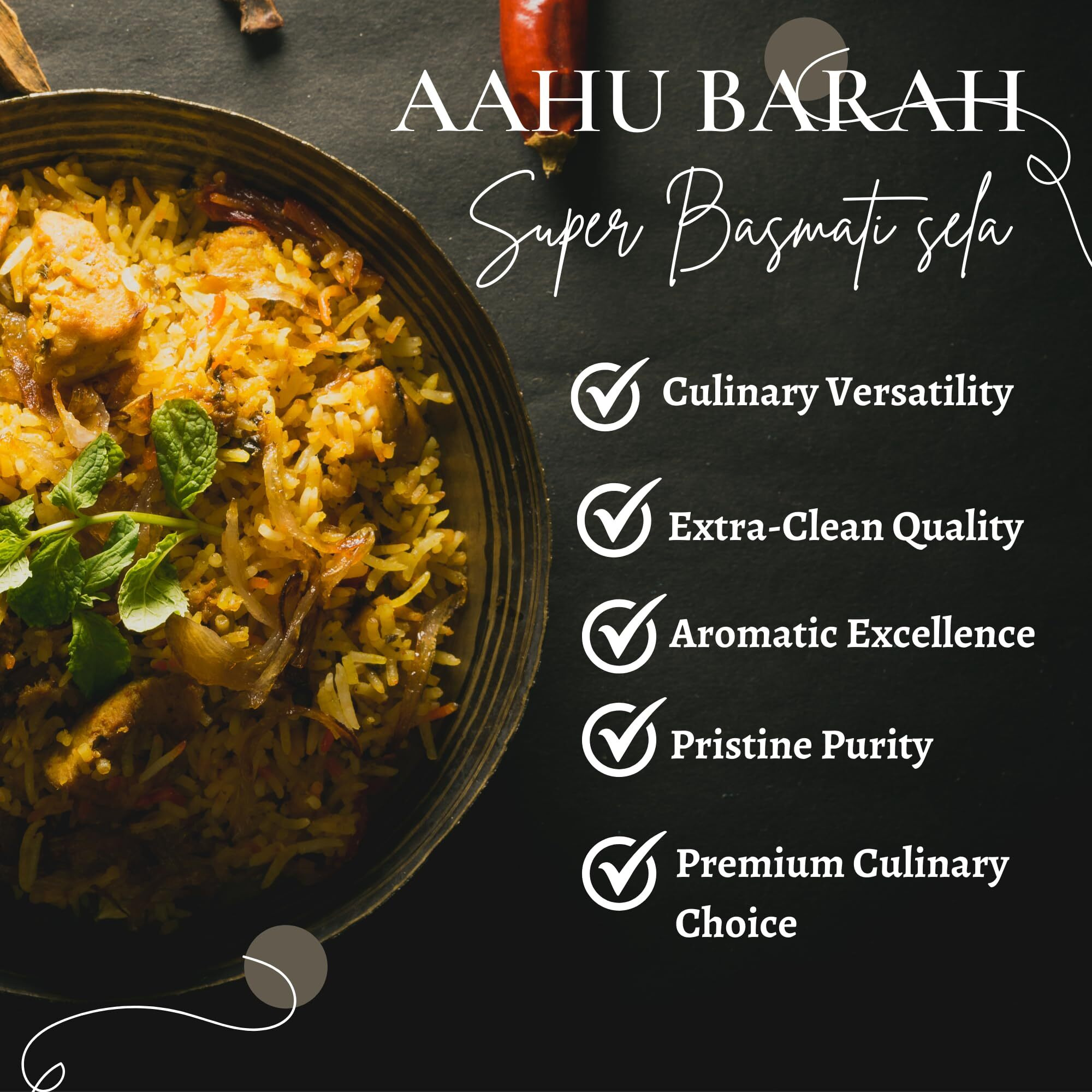 Aahu Barah Basmati Sela Rice - Extra-Long Grain For Superior Culinary Delights 10Lb Pack