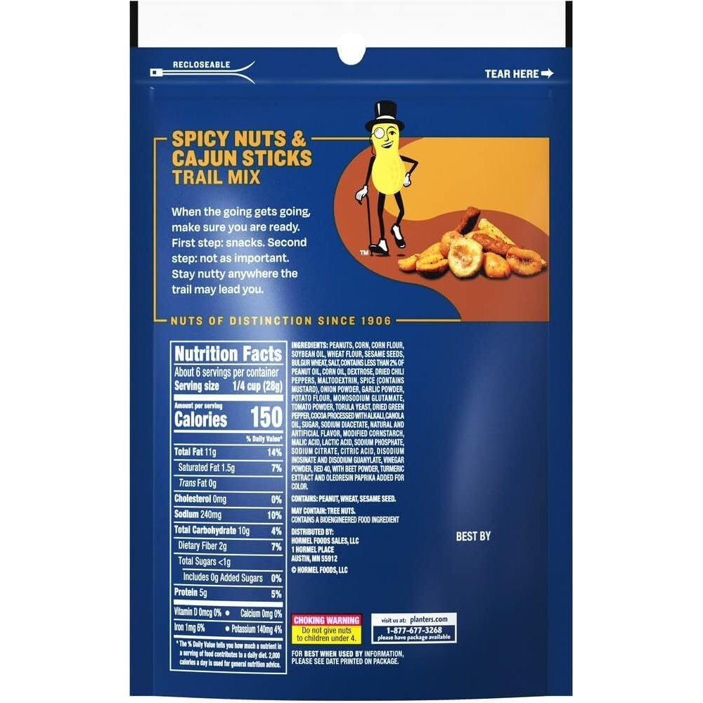 Planters Spicy Nuts & Cajun Sticks Trail Mix, 6 Ounce (Pack Of 12)