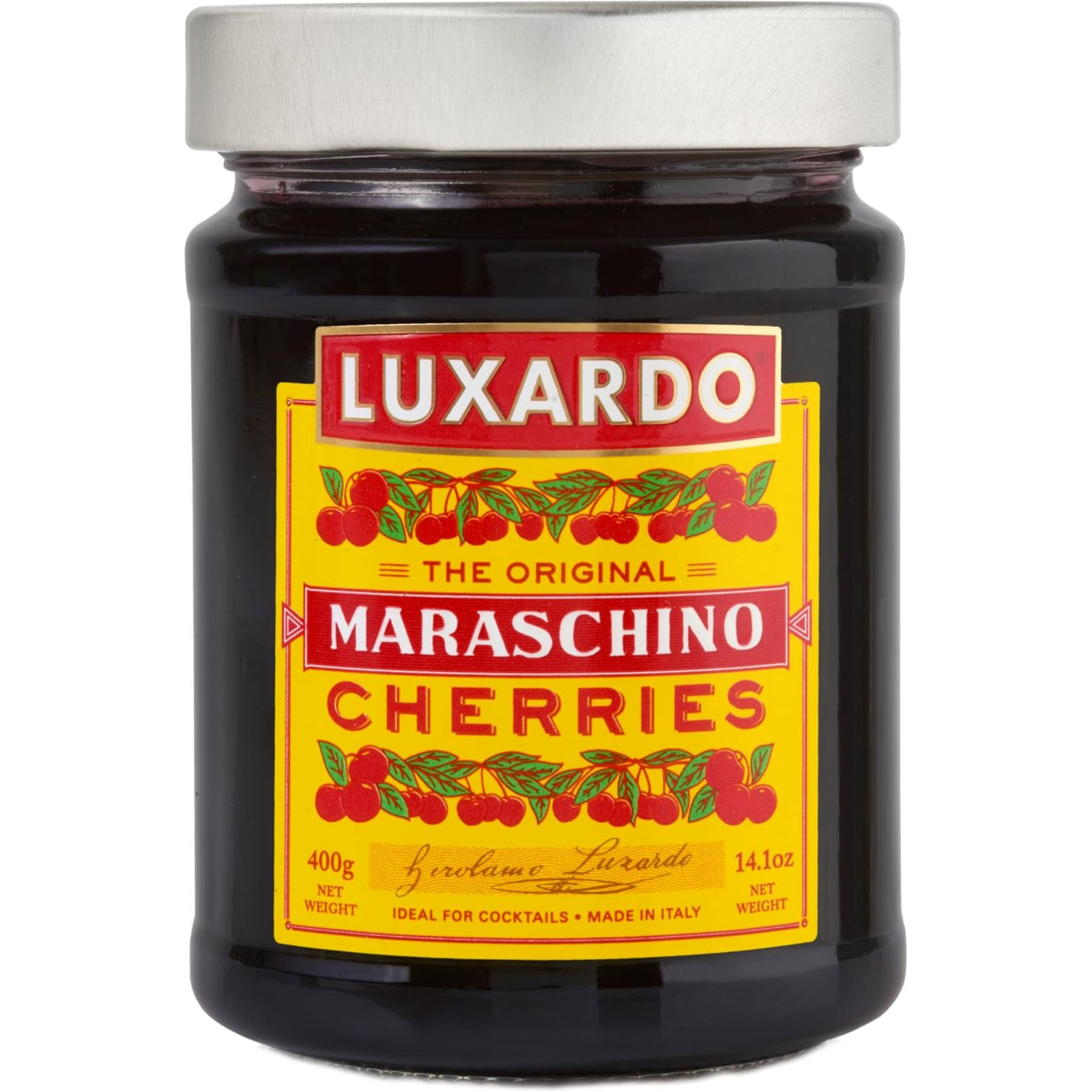 Luxardo The Original Maraschino Cherries | Gourmet Italian Maraschino Cherries | Ideal For Cocktails And Desserts, 400G Jar