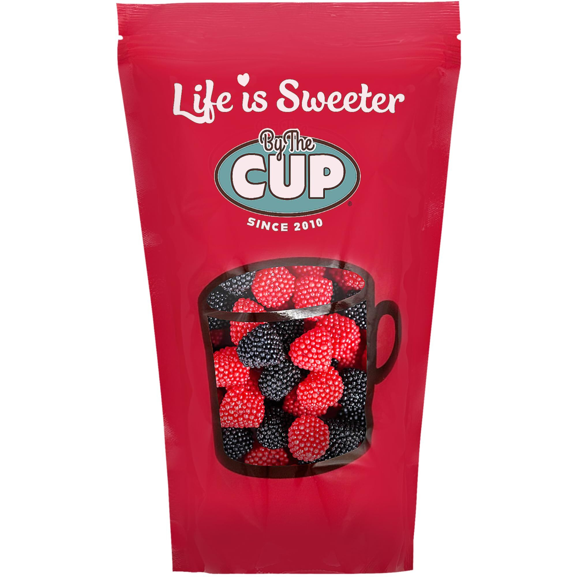 By The Cup Raspberries And Blackberries Soft Chewy Fruit Flavored Jells Covered In Candy Seeds, 2 Lb Bulk Bag