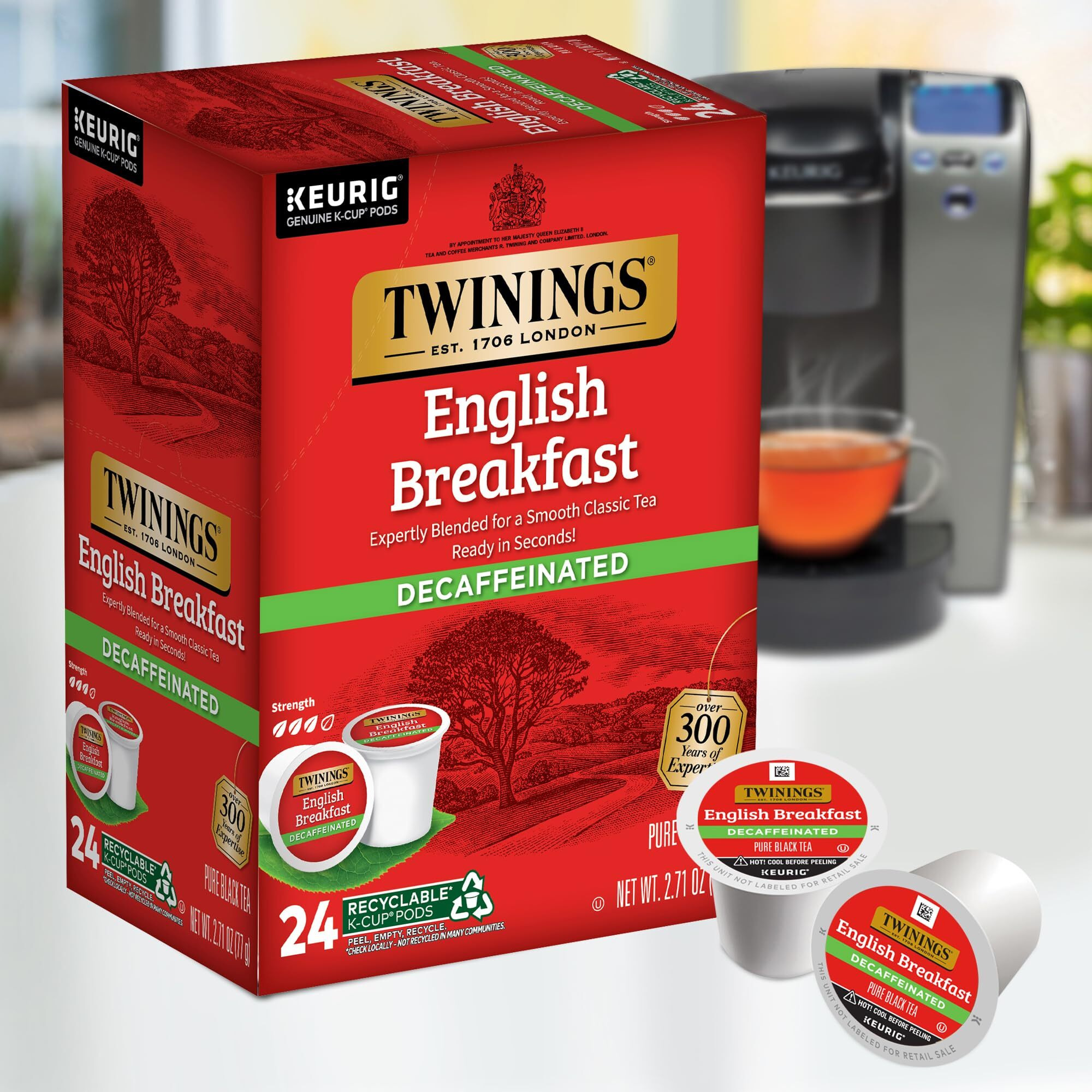 Twinings Decaffeinated English Breakfast Black Tea K-Cup Pods For Keurig, 24 Count (Pack Of 1), Smooth, Flavourful, Robust, Enjoy Hot Or Iced | Packaging May Vary