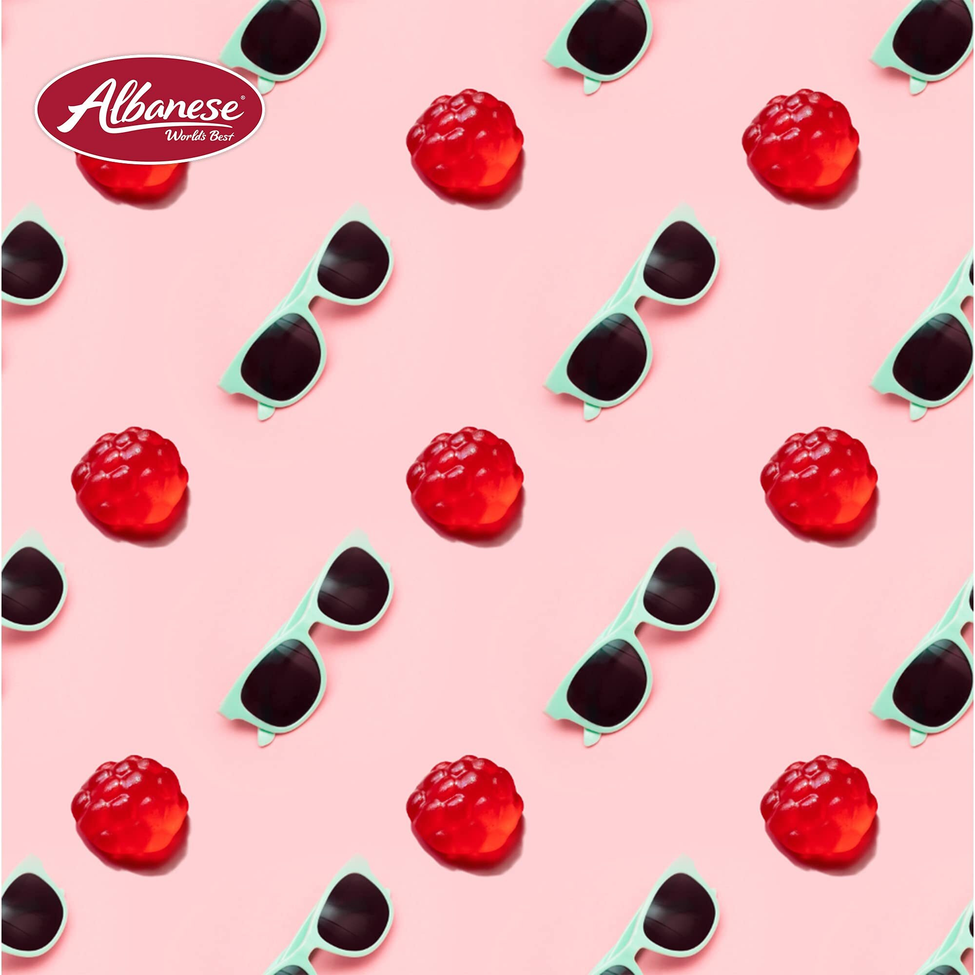 Albanese World's Best Berry Red Gummi Raspberries, 5Lbs Of Candy