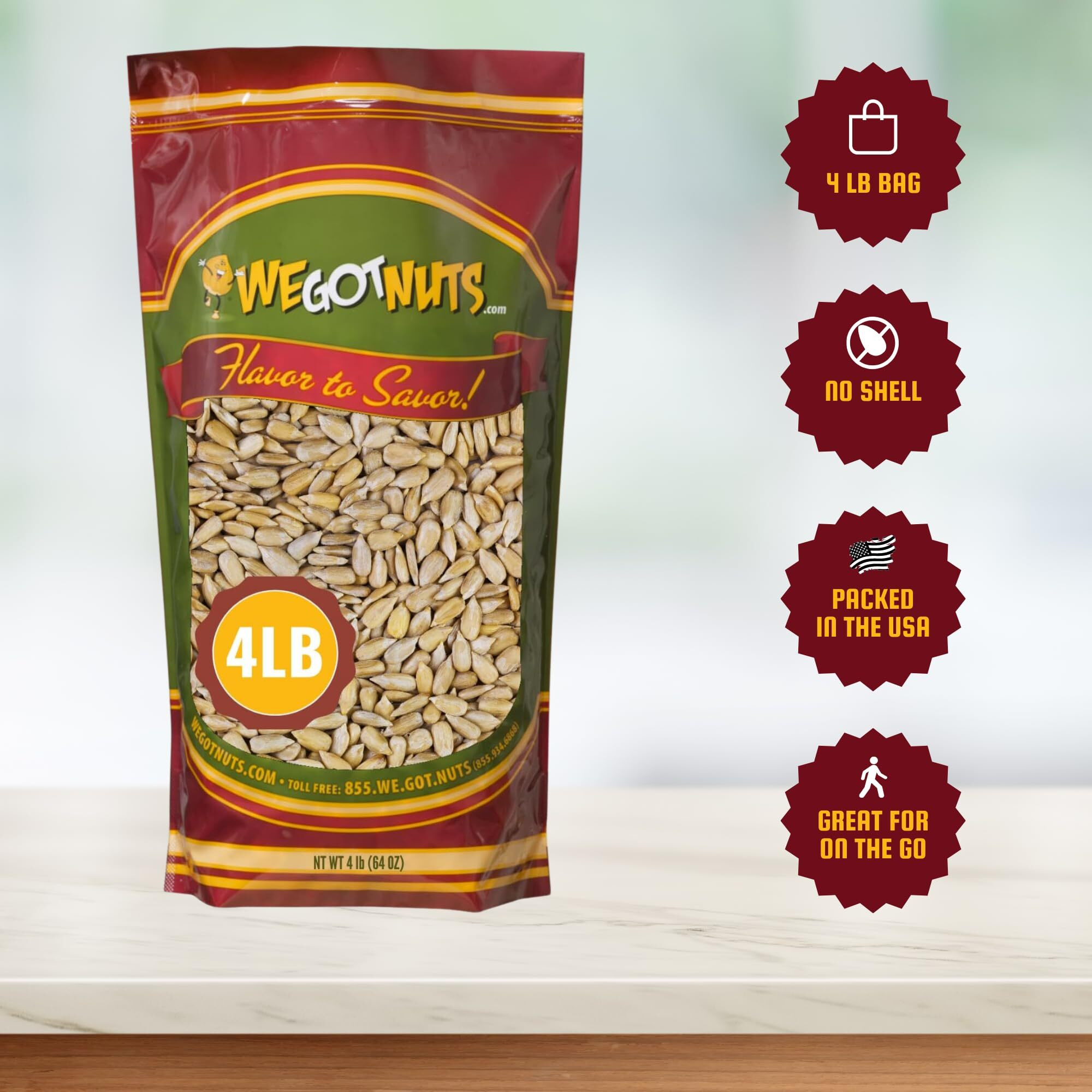 We Got Nuts Sunflower Seeds Roasted & Unsalted (No Shell) 4 Lb