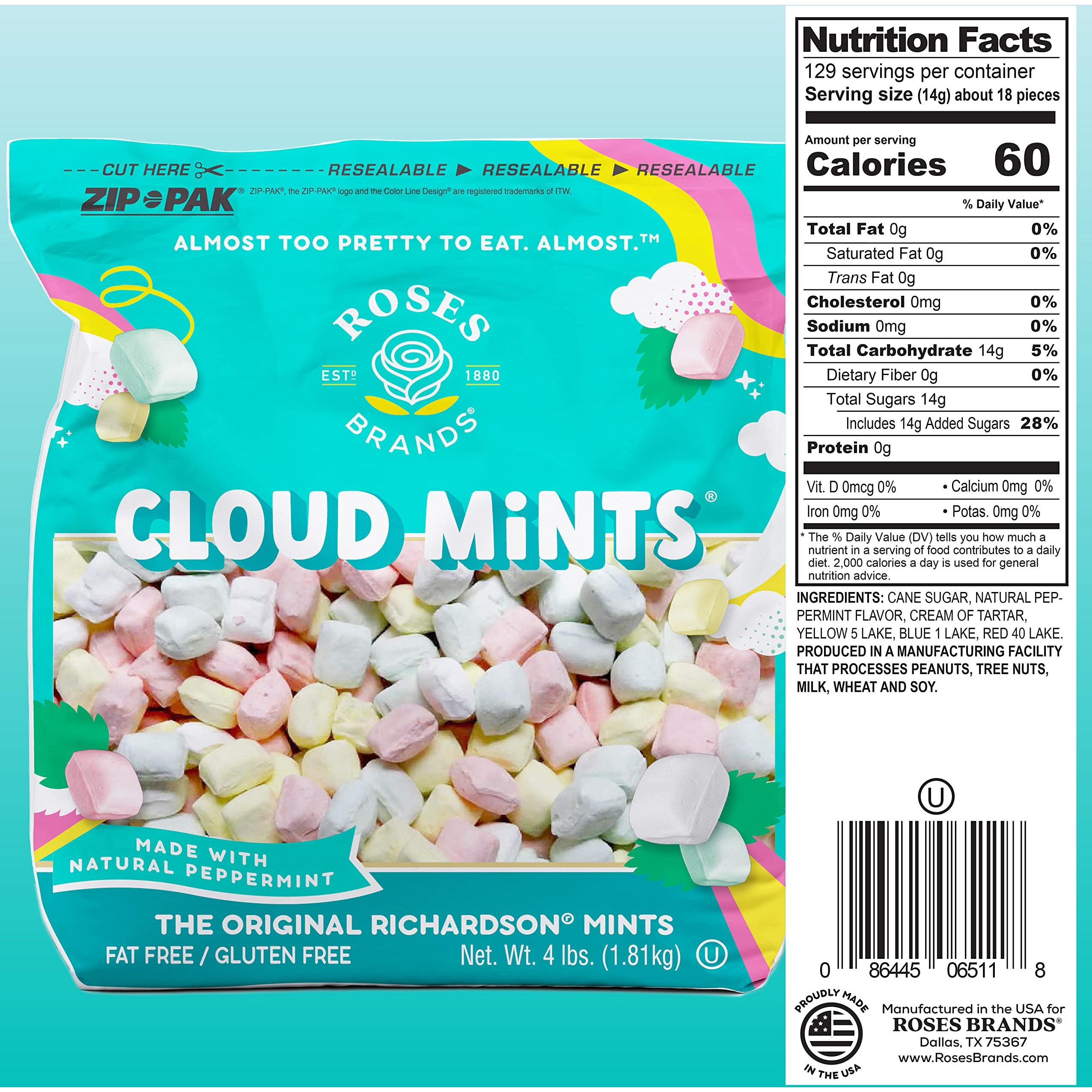 Roses Brands - Cloud Mints - Peppermint Candy, 4 Lbs