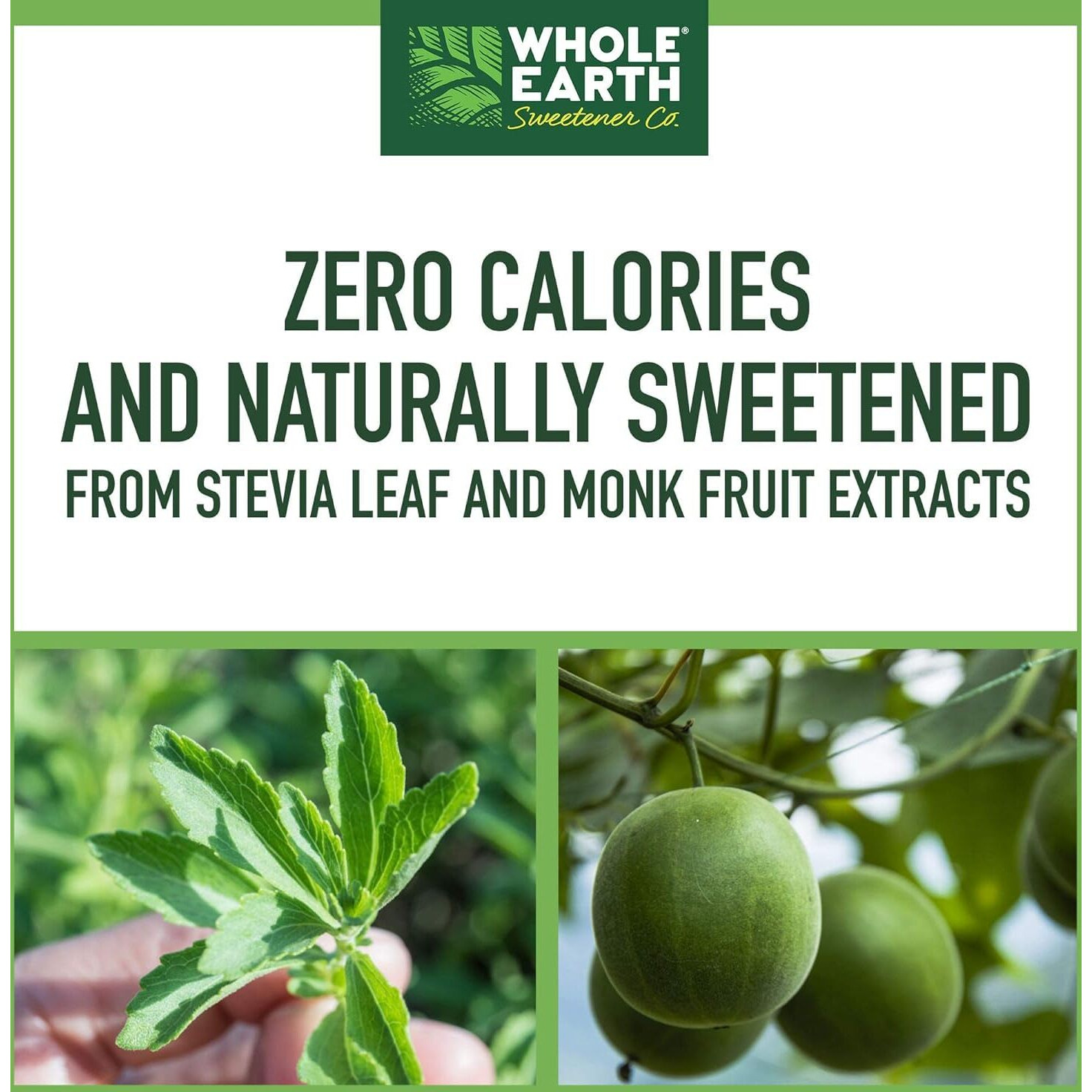 Whole Earth Sweetener Co. Stevia & Monk Fruit Sweetener, Erythritol Sweetener, Stevia Packets, Sugar Substitute, Natural Sweetener, 400 Count