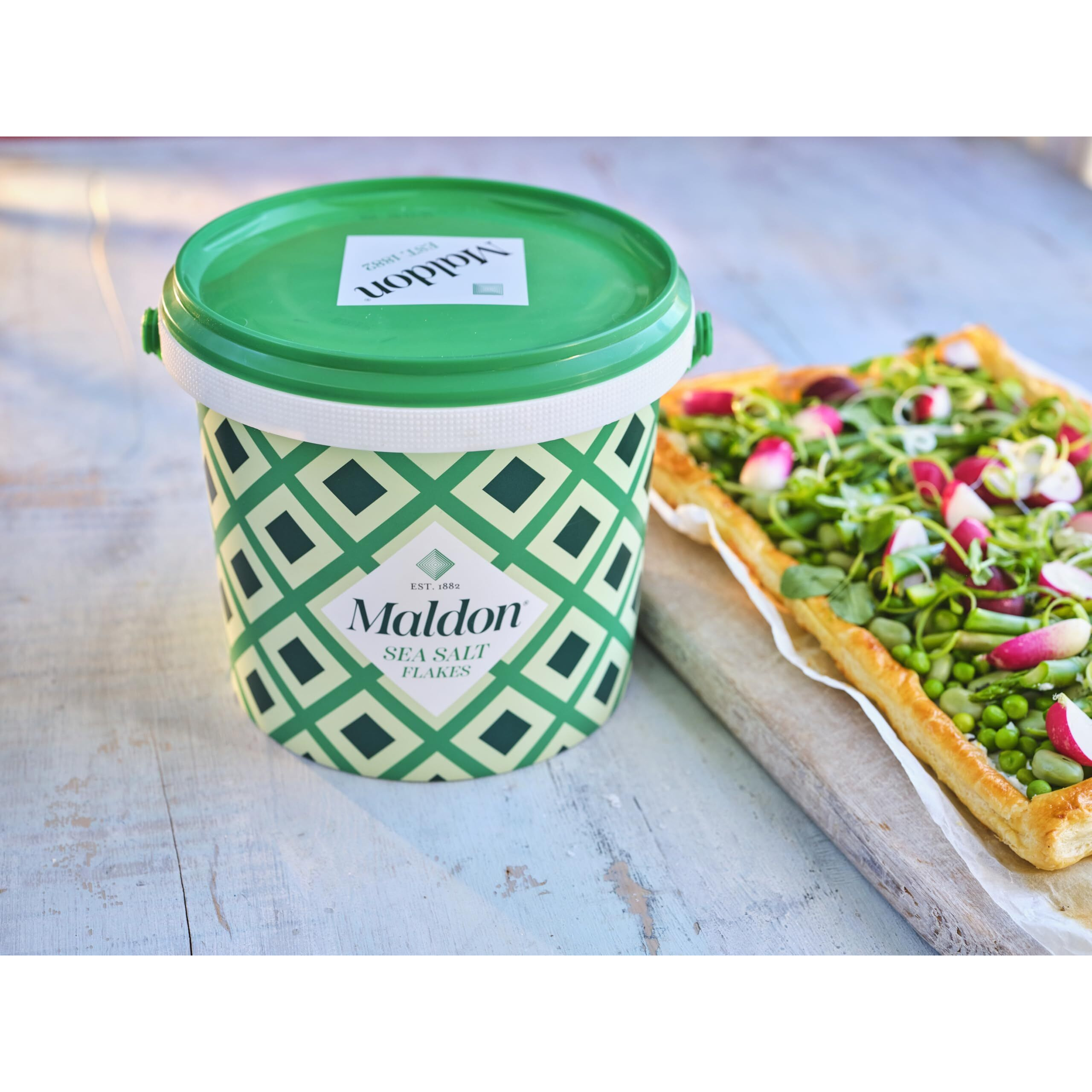 Maldon Salt, Sea Salt Flakes, 3.1 Lb, Bulk Tub, Kosher, Natural, Handcrafted, Gourmet, Pyramid Crystals