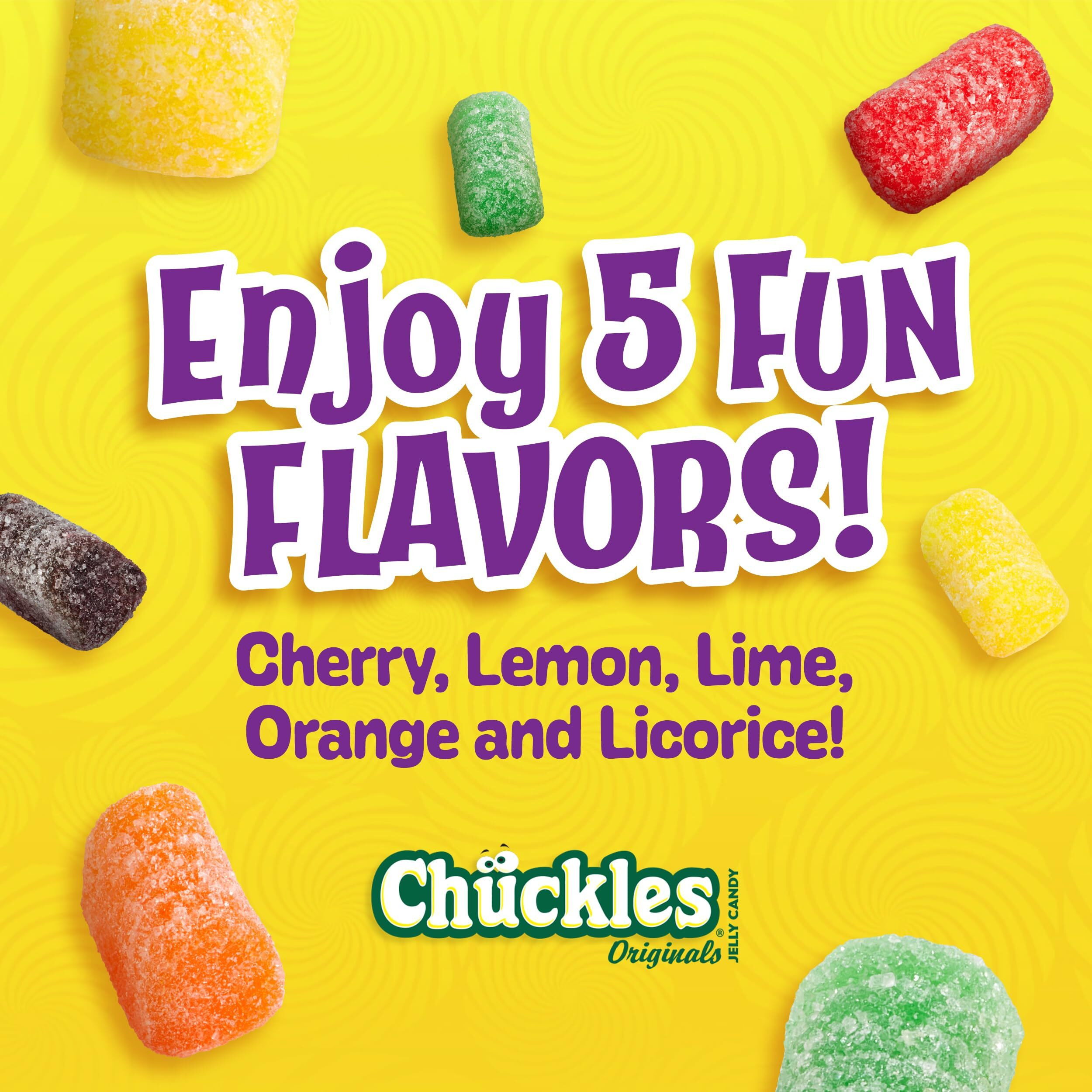 Wonka Chuckles Original, Jelly Sugar-Coated Candies, Fruit Flavored Candy, 2 Ounce Bars (Pack Of 24)