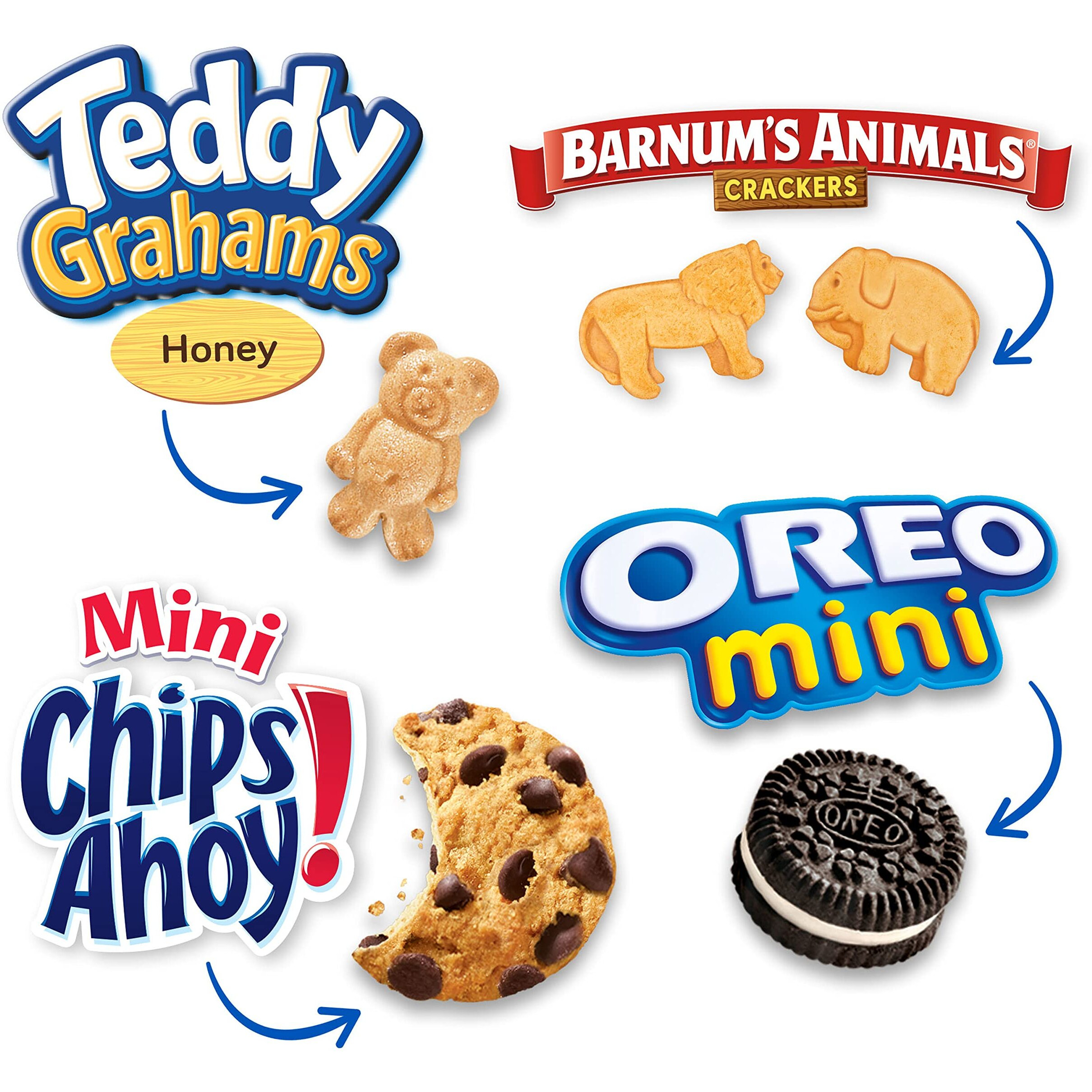 Nabisco Team Favorites Variety Pack, Oreo Mini, Chips Ahoy Mini, Teddy Grahams Honey & Barnum's Animal Crackers, 30 Snack Packs