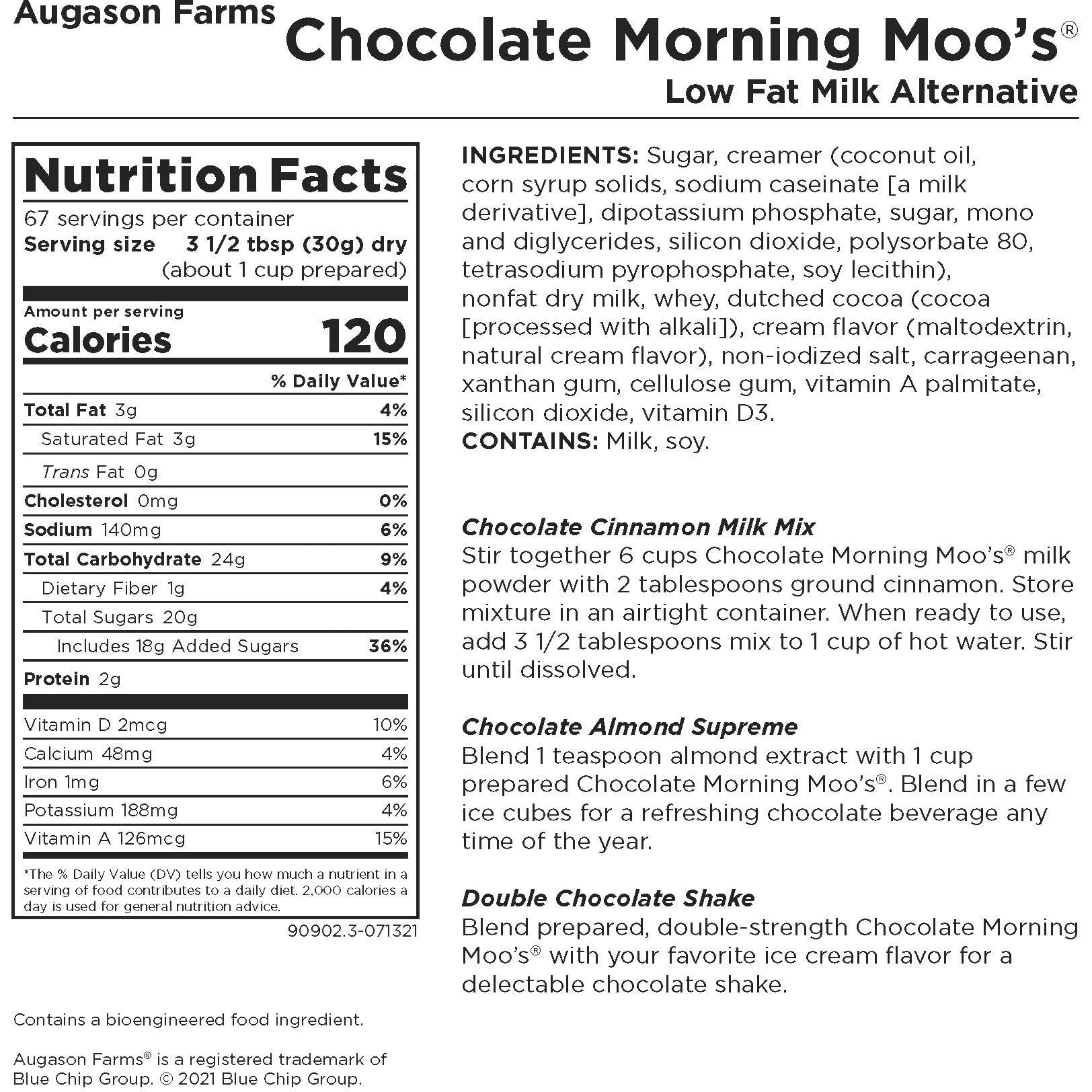 Augason Farms Morning Moo's Chocolate Low Fat Milk Alternative Can, Emergency Food Supply, Everyday Meals, 67 Servings