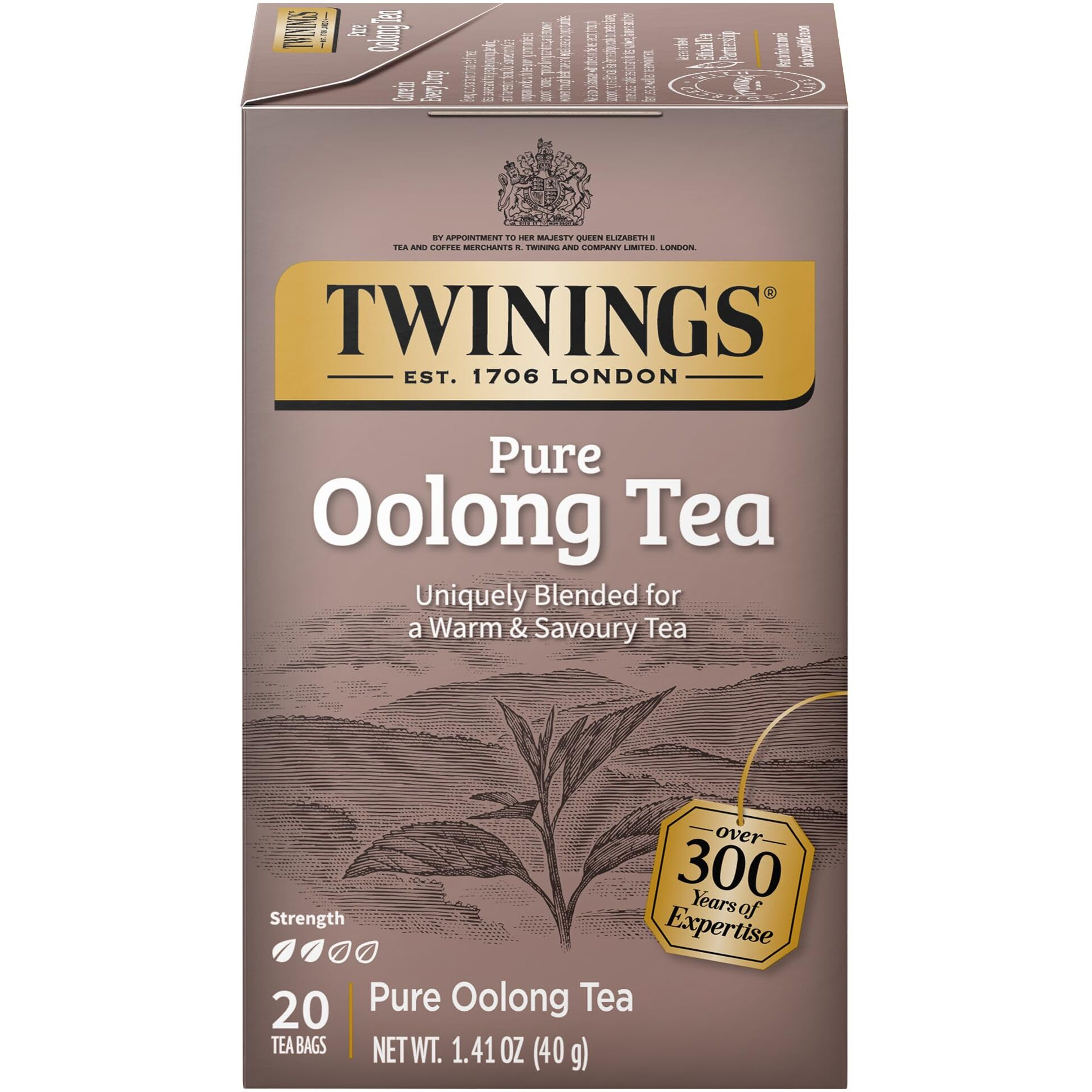 Twinings Pure Oolong Individually Wrapped Black Tea Bags, 20 Count Pack Of 6, Caffeinated, Warm, Nutty Flavor & Golden Colour