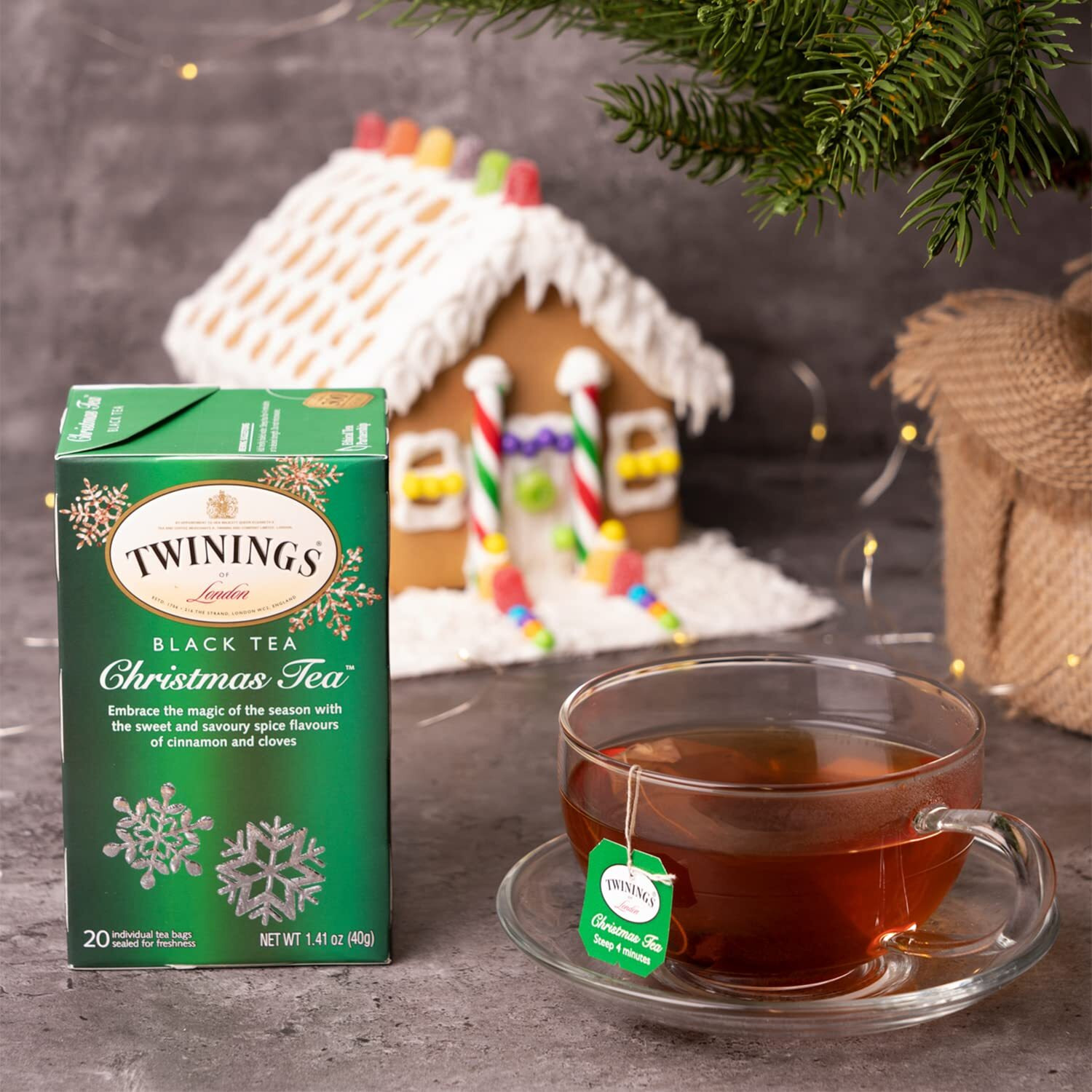 Twinings Christmas Tea - Black Tea Blended With Spicy And Aromatic Clove And Cinnamon, Tea Bags Individually Wrapped, 20 Count Ea (Pack Of 2)