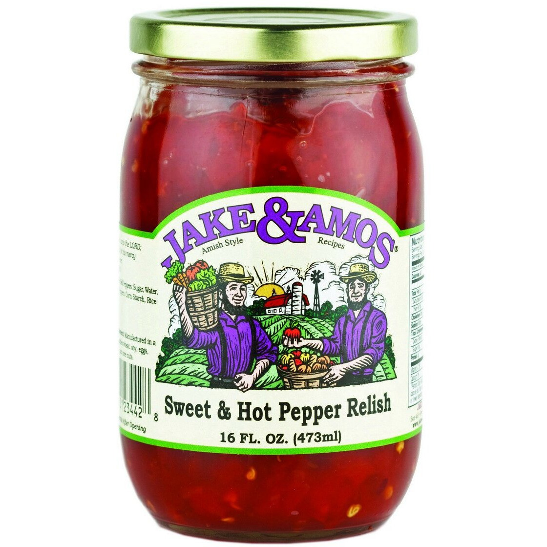 Jake & Amos Sweet & Hot Pepper Relish / 2 - 16 Oz. Jars