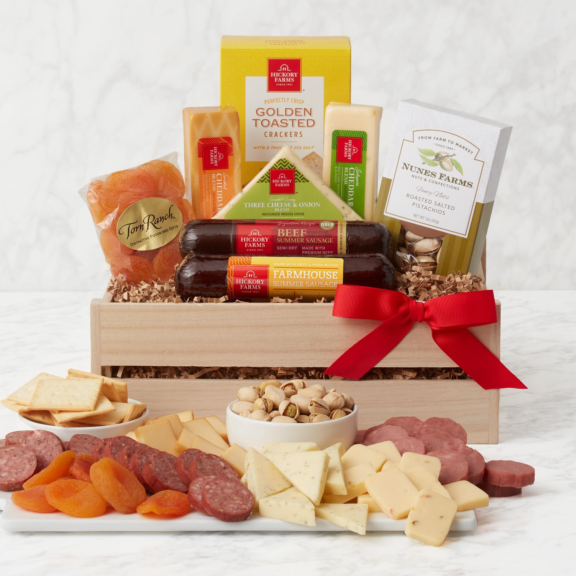 California Delicious Meat And Cheese Gift Crate, 7 Piece Set