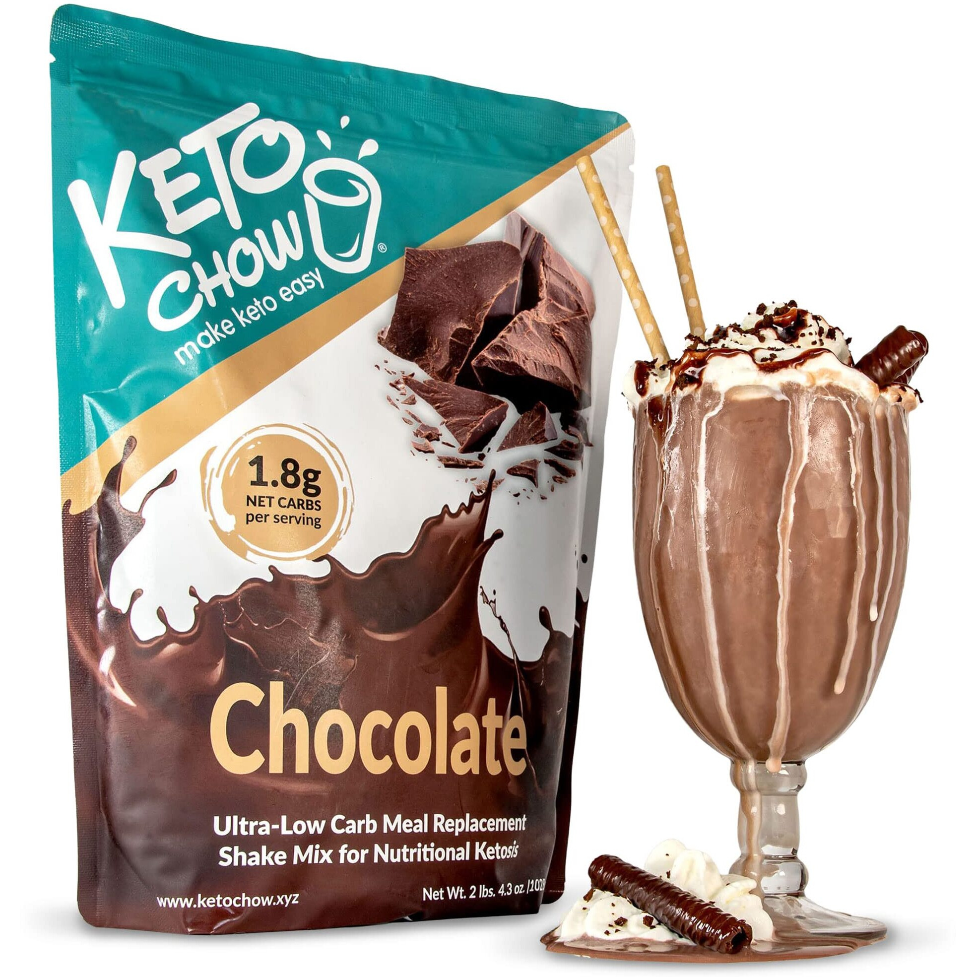 Keto Chow Chocolate | Keto Meal Replacement Shake Powder | Nutritionally Complete Keto Food | Low Carb Keto Meals | Delicious Easy Meal Substitute Drink | Protein Rich You Choose The Fat| 21 Meal Bulk Pack