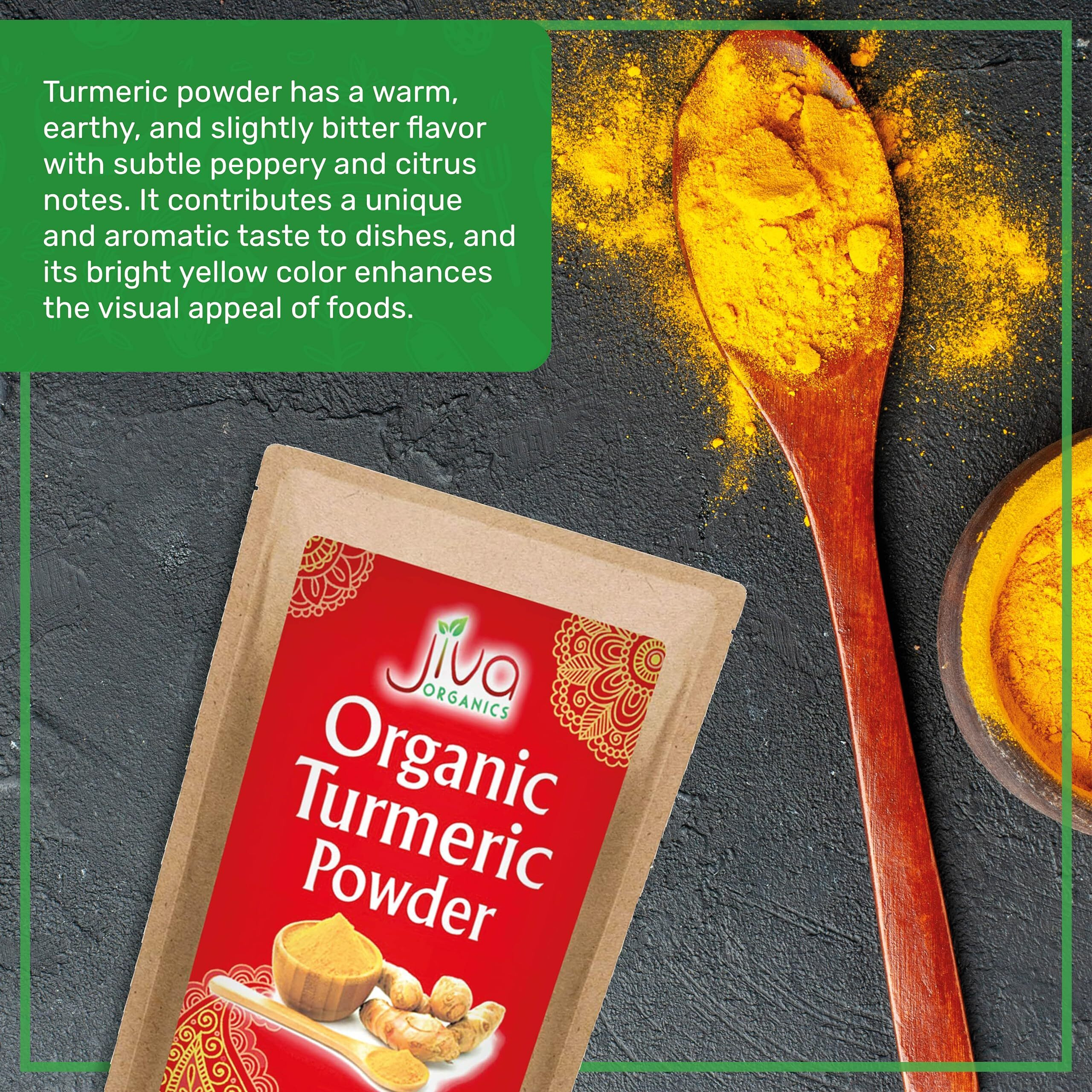 Organic Turmeric Powder By Jiva Organics - 100% Raw With Curcumin - Lab Tested & Reports Available - Raw From India - 2 Pound Bag