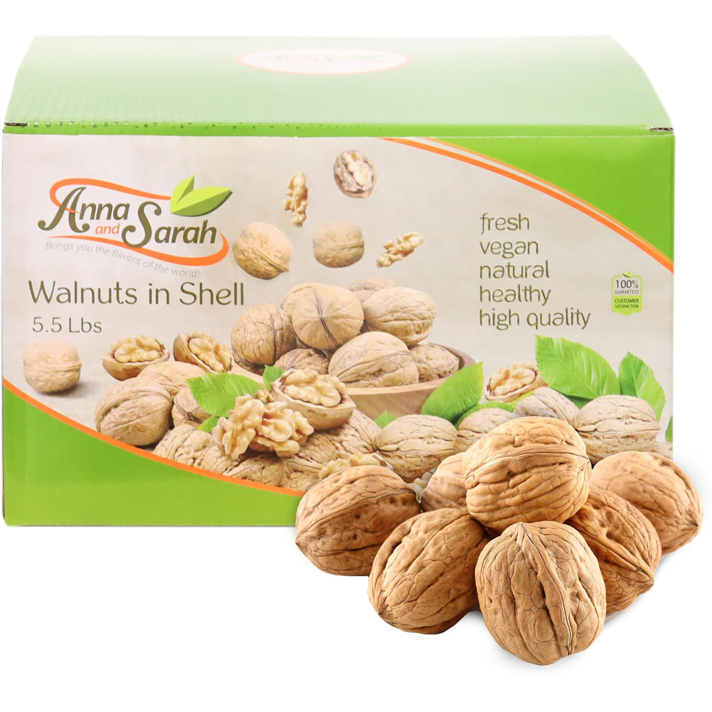 Anna And Sarah Walnuts In Shell, Jumbo, Fresh, Buttery Taste, Easy To Crack, California Chandler, Natural Shells, Not Bleached 5.5 Lbs