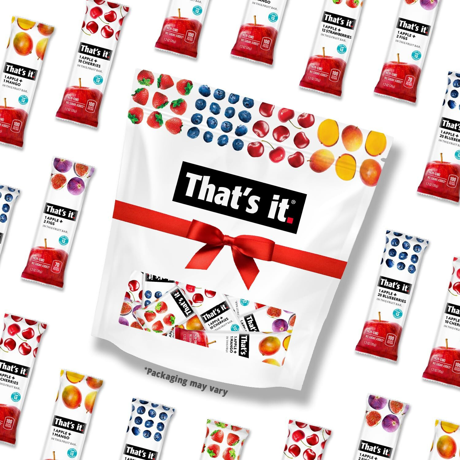 Fruit Bars Snack Gift Box (20 Pack) - 100% Natural, Gluten-Free, Vegan Fruit Snacks Variety Pack