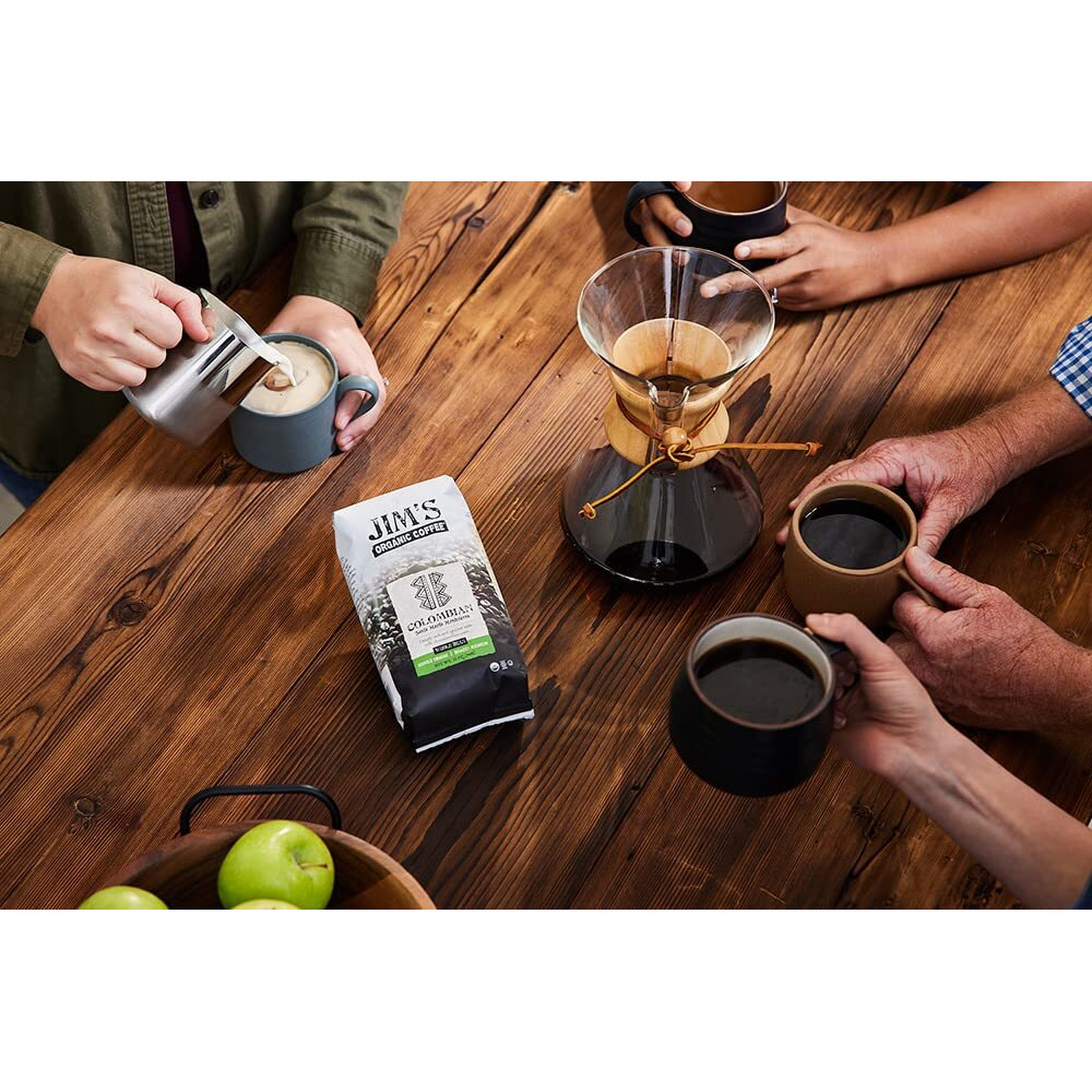 Jims Organic Coffee - Colombian - Single Origin, Medium Roast - Whole Bean 12 Oz Bag