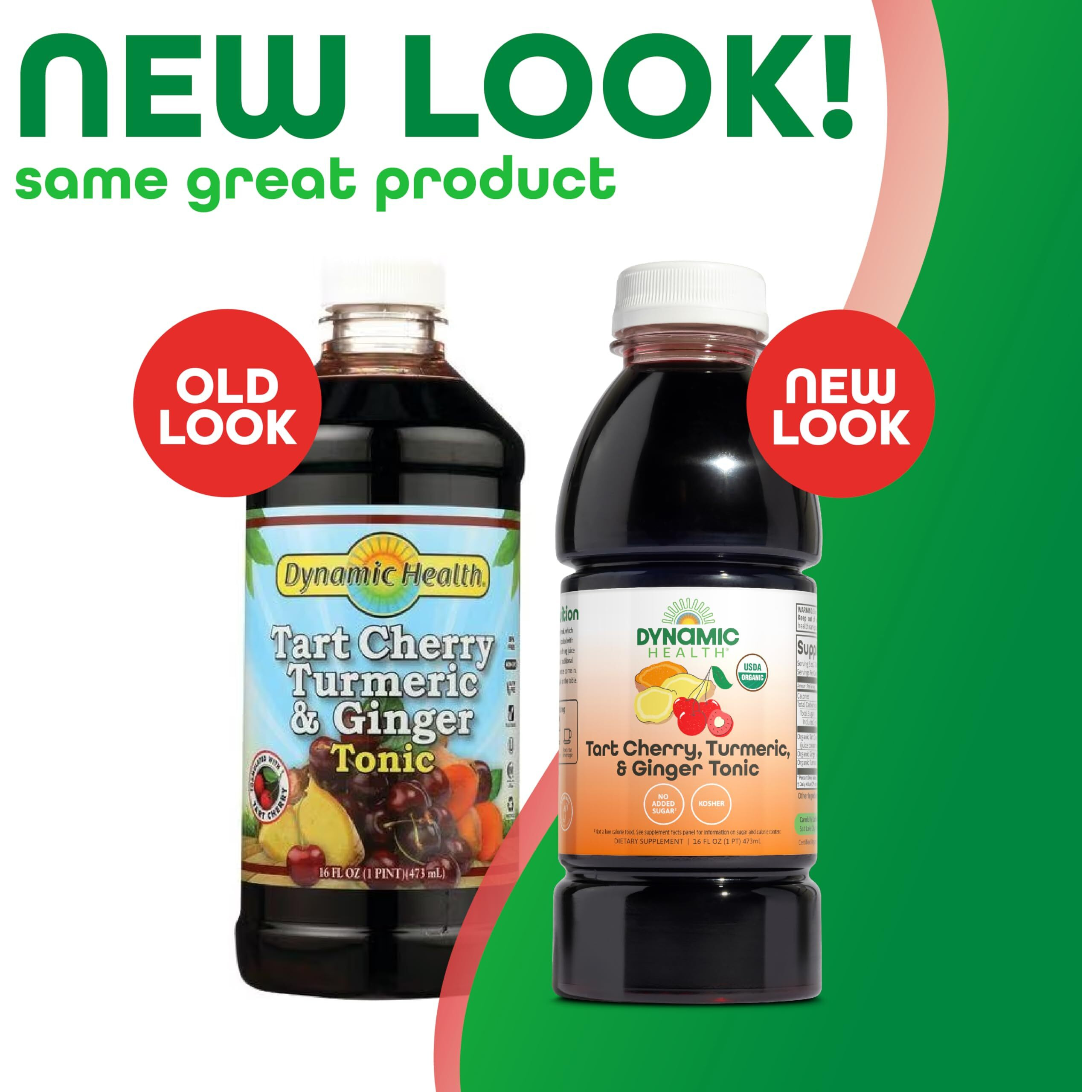 Dynamic Health Tart Cherry Juice Tonic With Turmeric & Ginger | Vegetarian And Kosher | Key Compounds | 16 Fl Oz