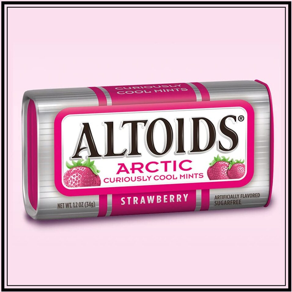 Altoids Arctic Strawberry Breath Mints Hard Candy Bulk, 1.2 Oz Tin (Pack Of 8)