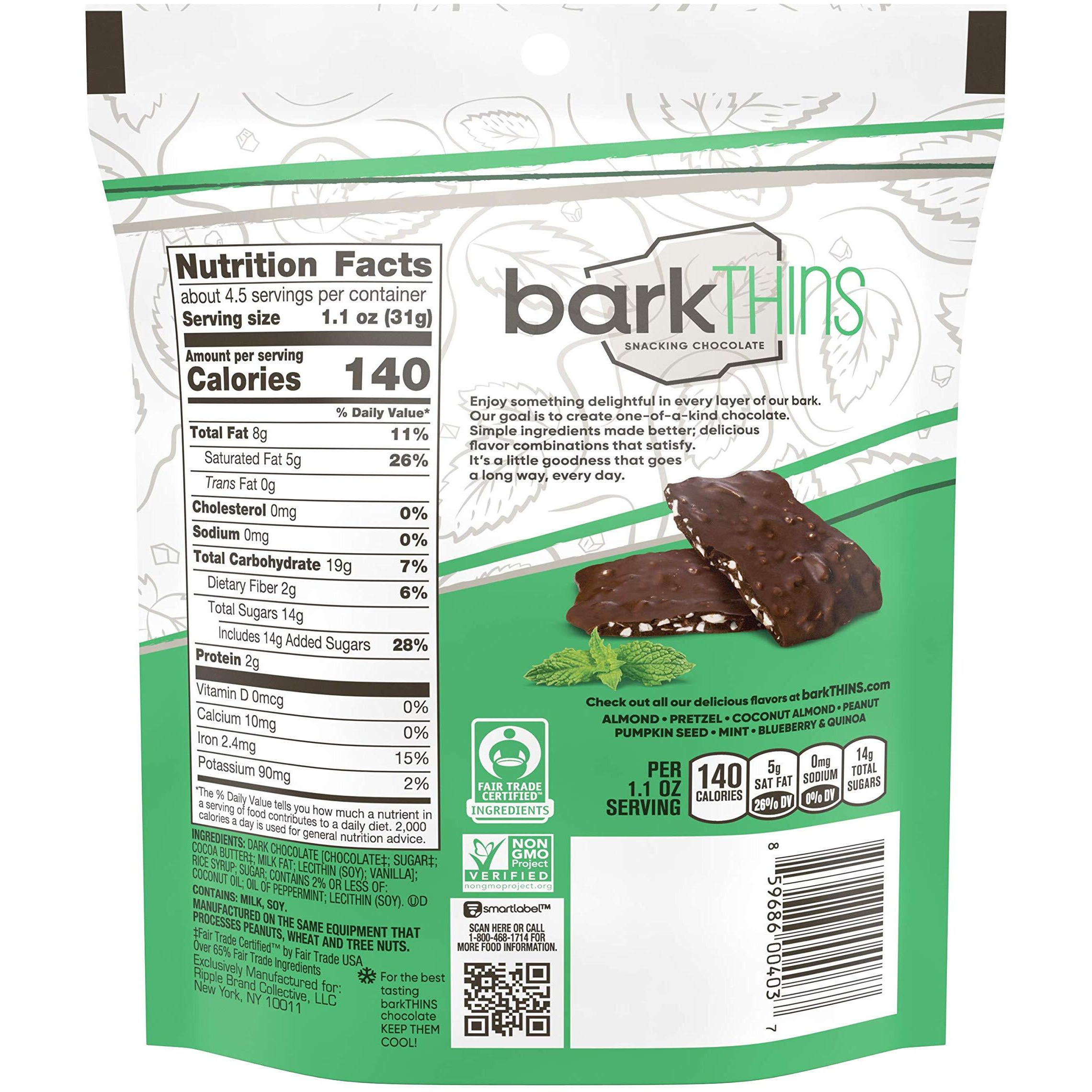 Barkthins Snacking Dark Chocolate, Mint, 4.7 Ounce (Pack Of 12)