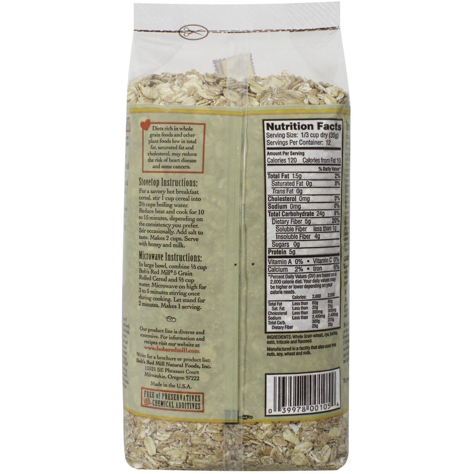 Bob's Red Mill 5 Grain Rolled Cereal, 16 Ounce