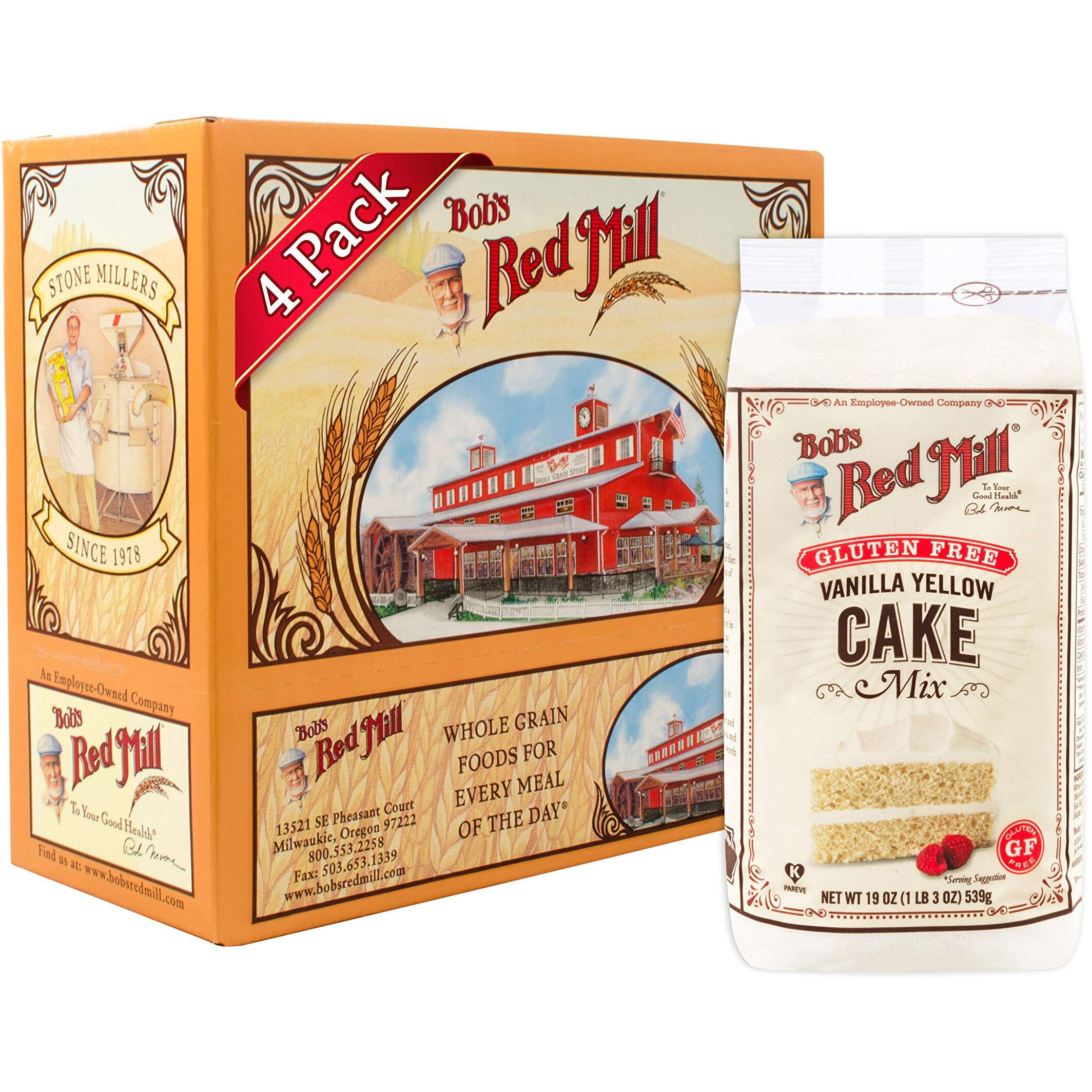 Bob's Red Mill Gluten Free Vanilla Yellow Cake Mix, 19-Ounce (Pack Of 4) (Package May Vary)