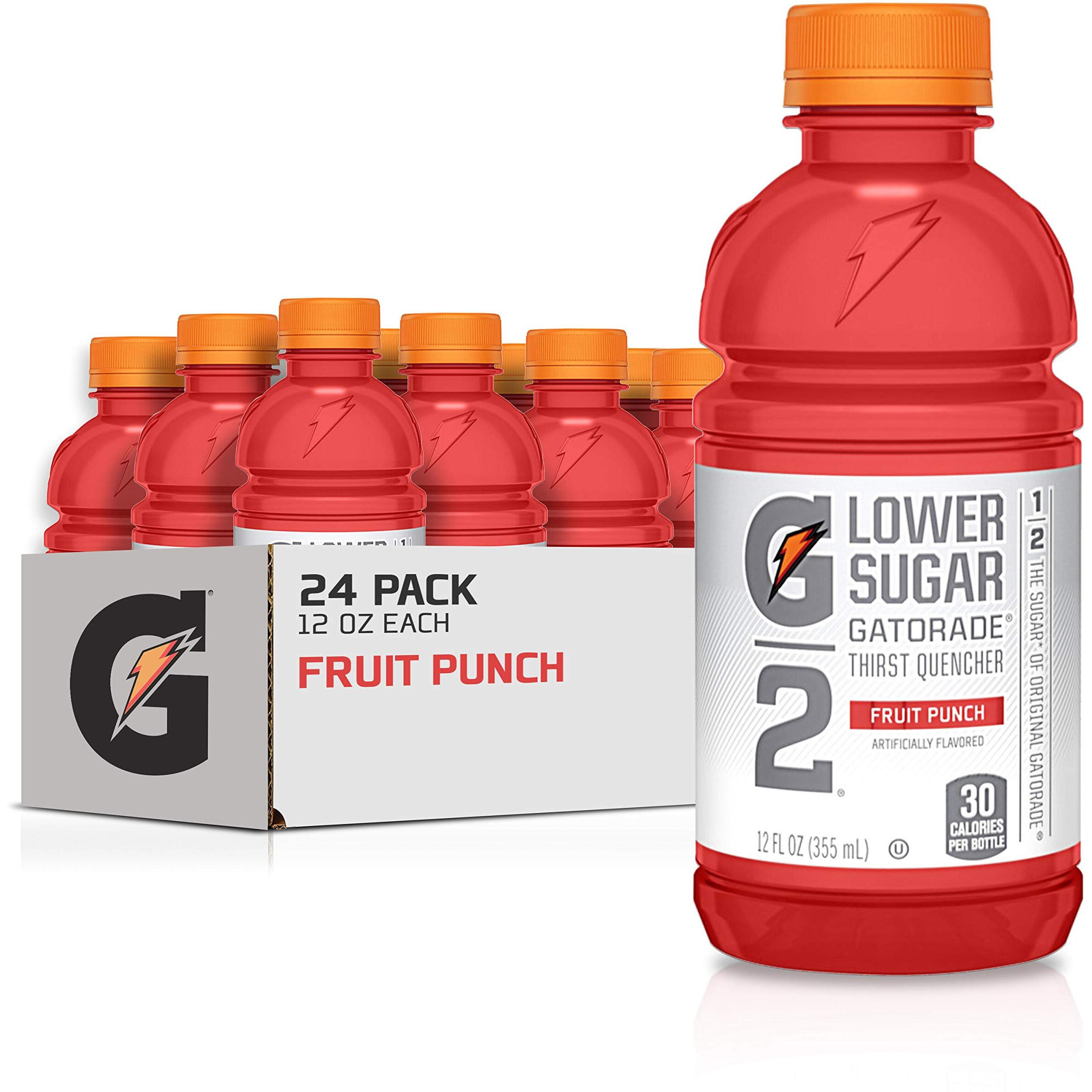 Gatorade G2 Thirst Quencher, Lower Sugar, Fruit Punch, 12 Ounce Bottles (Pack Of 24)