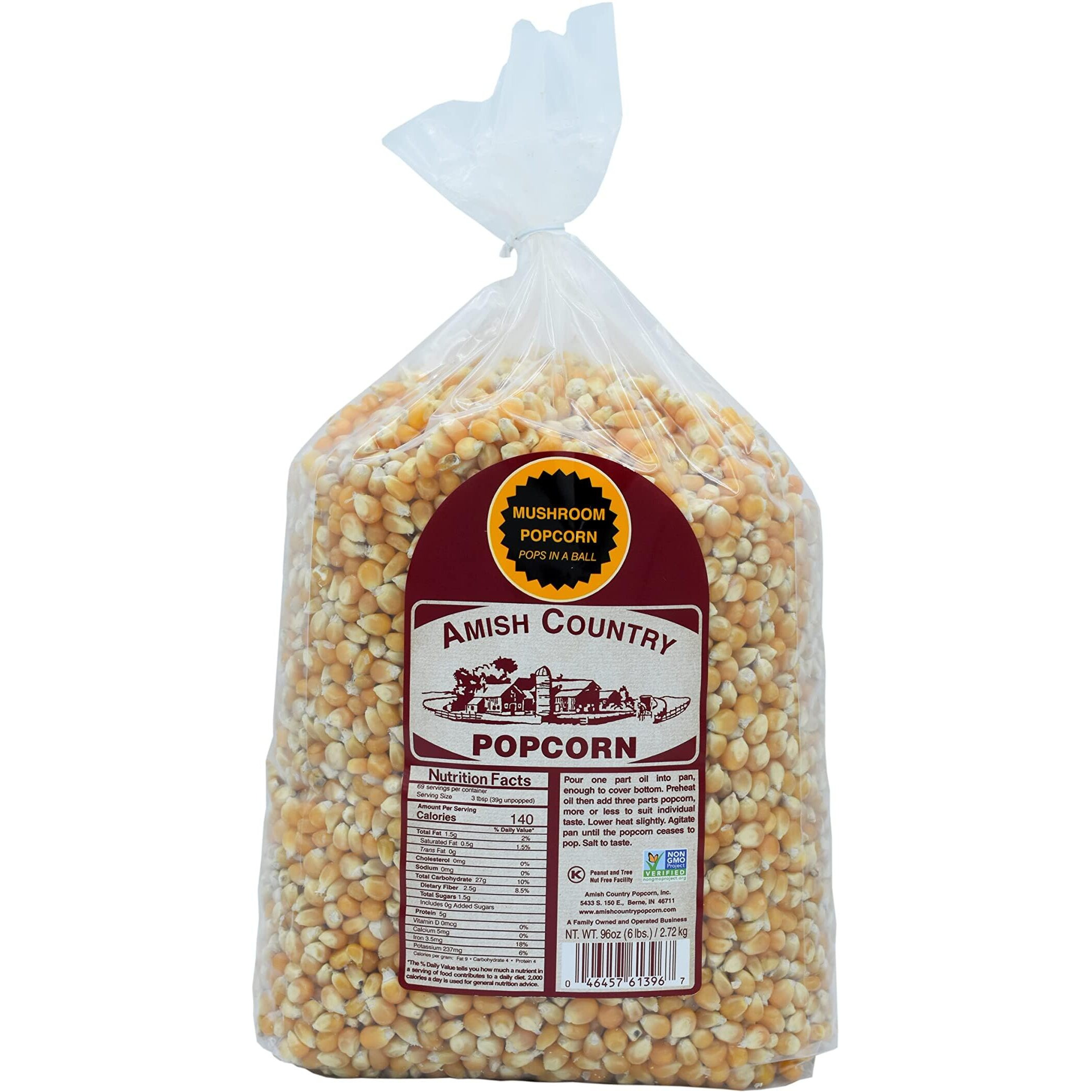 Amish Country Popcorn | 6 Lb Bag | Mushroom Popcorn Kernels | Old Fashioned, Non-Gmo And Gluten Free (Mushroom - 6 Lb Bag)