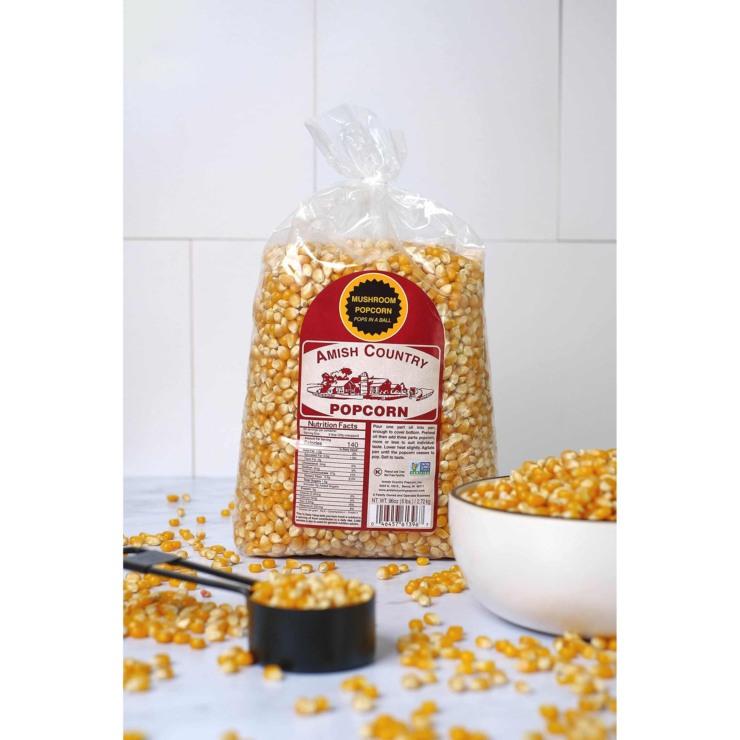 Amish Country Popcorn | 6 Lb Bag | Mushroom Popcorn Kernels | Old Fashioned, Non-Gmo And Gluten Free (Mushroom - 6 Lb Bag)