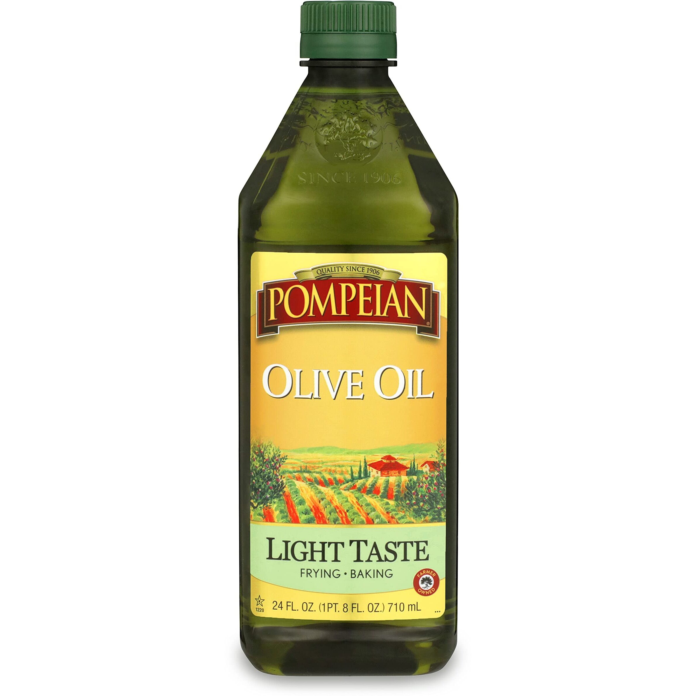 Pompeian Light Taste Olive Oil, Subtle Flavor, Perfect For Frying & Baking, Naturally Gluten Free, Non-Allergenic, Non-Gmo, 24 Fl. Oz.