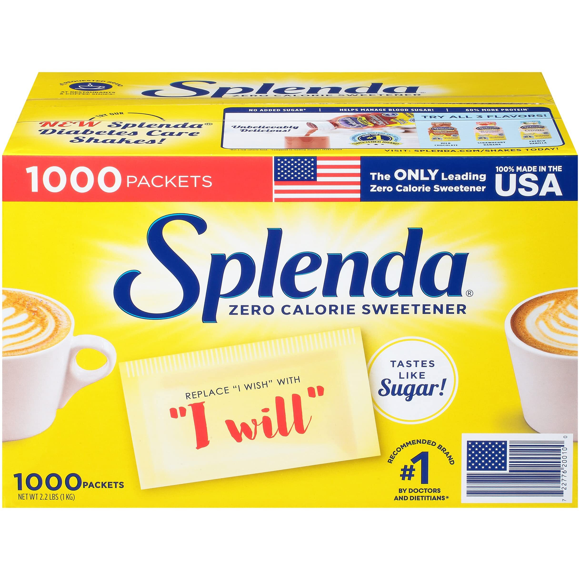 Splenda No Calorie Sweetener Value Pack, 1000 Individual Packets, 2.2 Lbs,1000 Count (Pack Of 1)