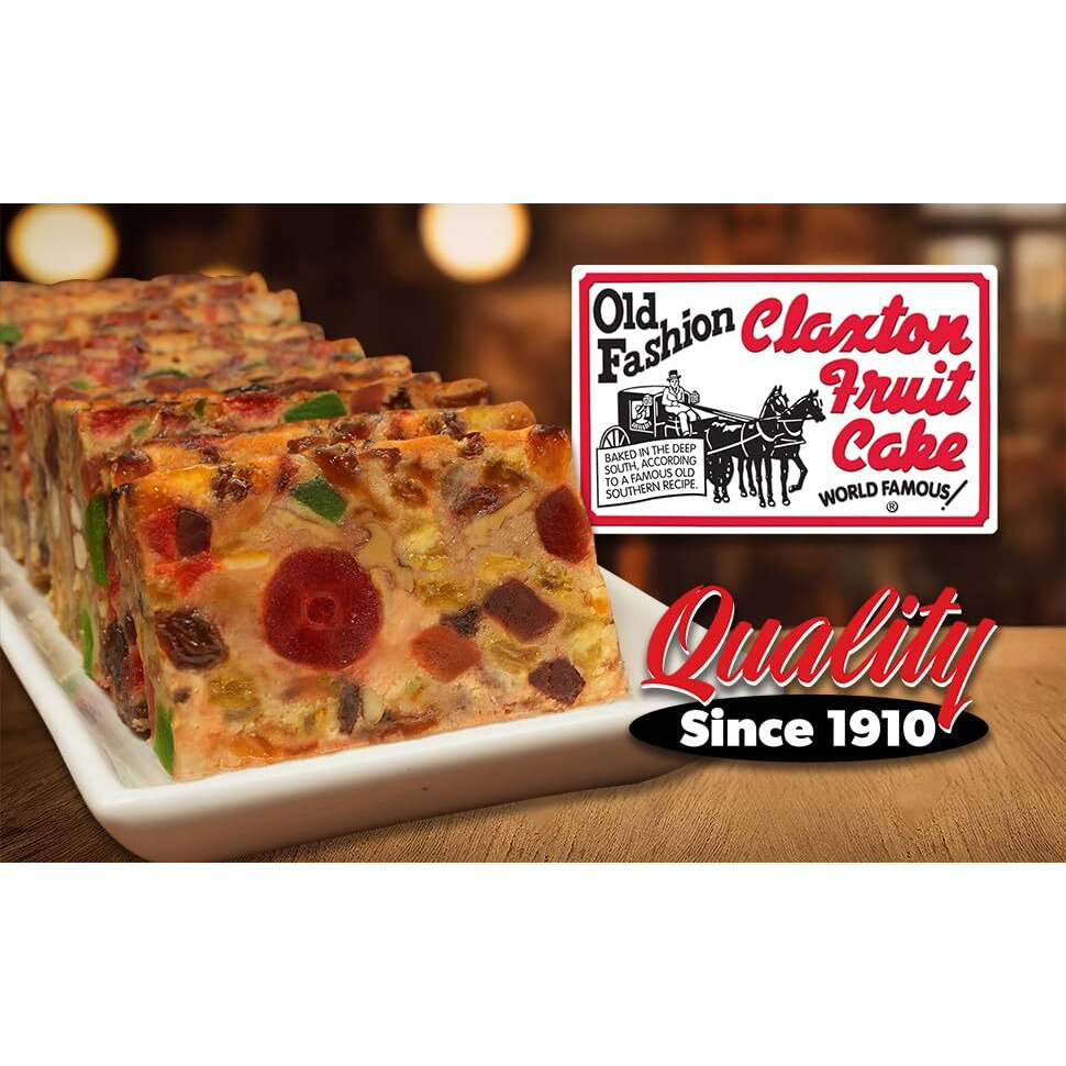 Old Fashion Claxton Fruit Cake 3-1 Lb. Regular Recipe Loaves - Individually Wrapped For Freshness In Our Signature Red-White Carton - 3-Pack