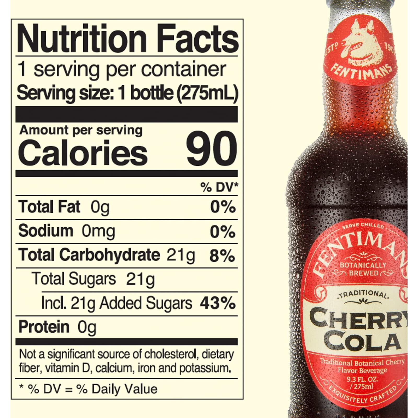 Fentimans Sparkling Cherry Cola - Cherry Soda, Soft Drink, Craft Soda Pop, All Natural Ingredients, No Artificial Colors Or Flavors, Botanically Brewed - 9.3 Fl Oz (Pack Of 4)