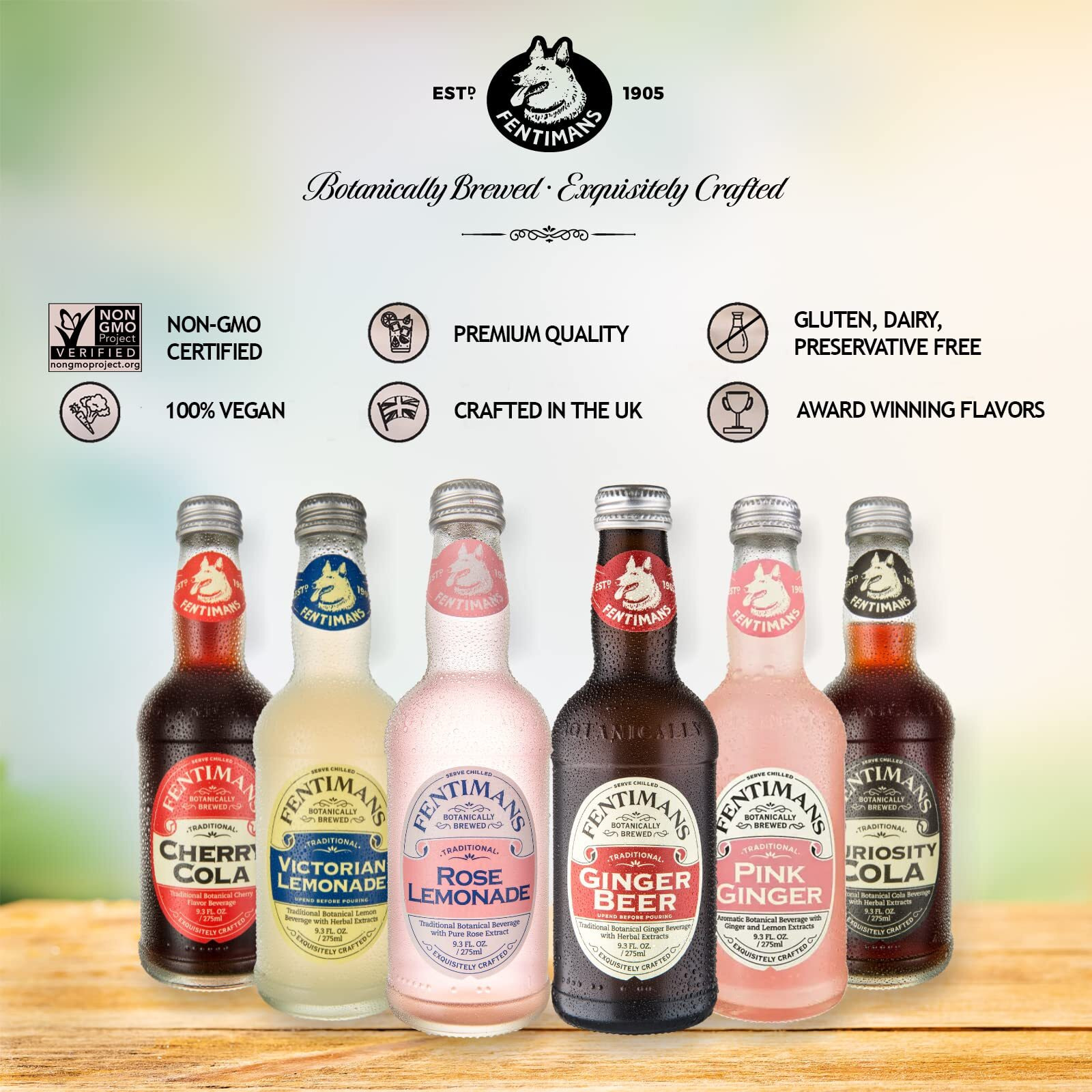 Fentimans Sparkling Cherry Cola - Cherry Soda, Soft Drink, Craft Soda Pop, All Natural Ingredients, No Artificial Colors Or Flavors, Botanically Brewed - 9.3 Fl Oz (Pack Of 4)