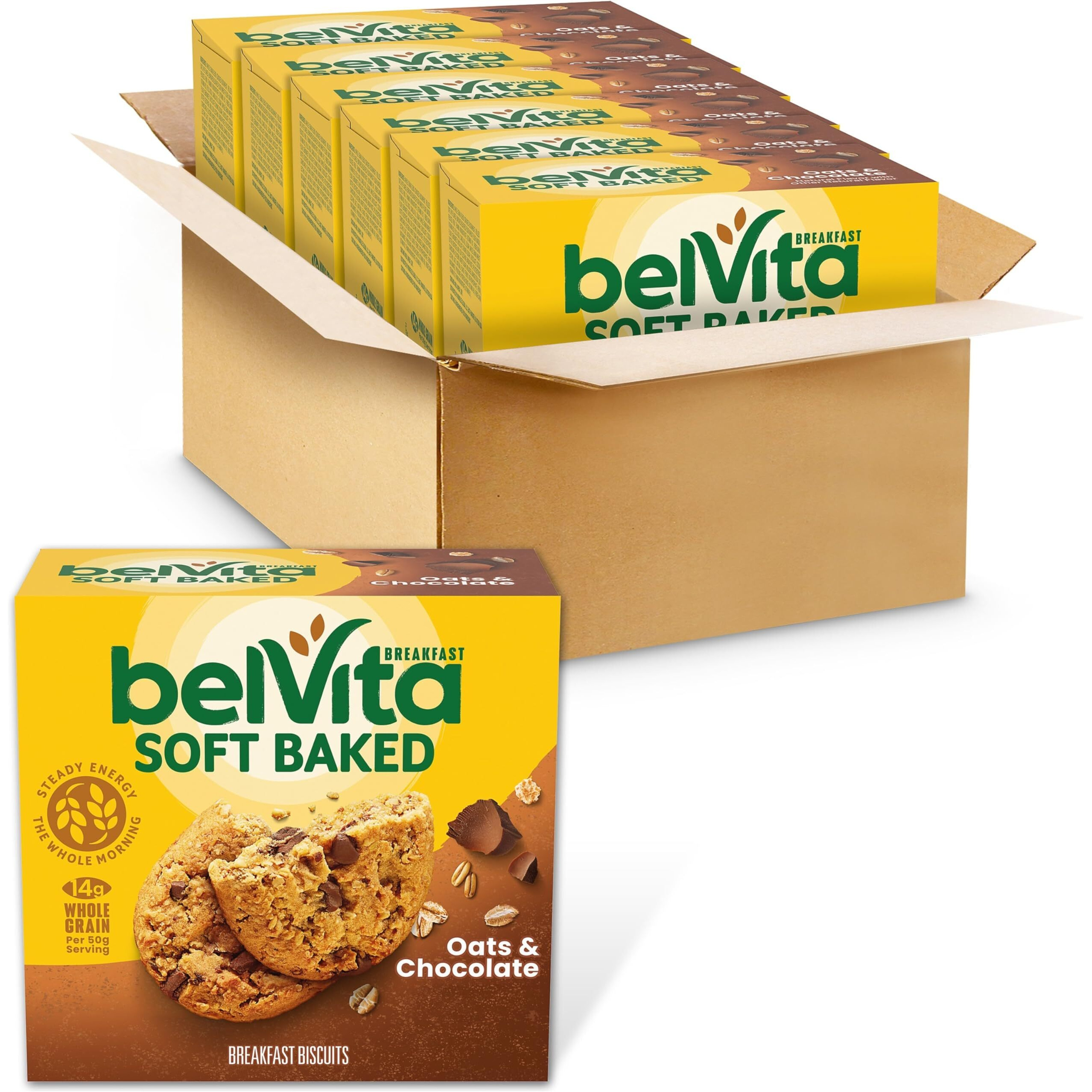 Belvita Soft Baked Oats & Chocolate Breakfast Biscuits, 6 Boxes Of 5 Packs (1 Biscuit Per Pack)