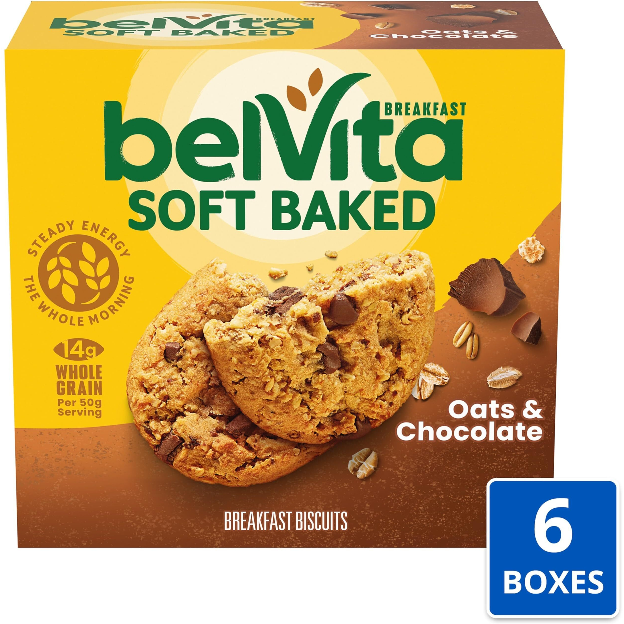 Belvita Soft Baked Oats & Chocolate Breakfast Biscuits, 6 Boxes Of 5 Packs (1 Biscuit Per Pack)