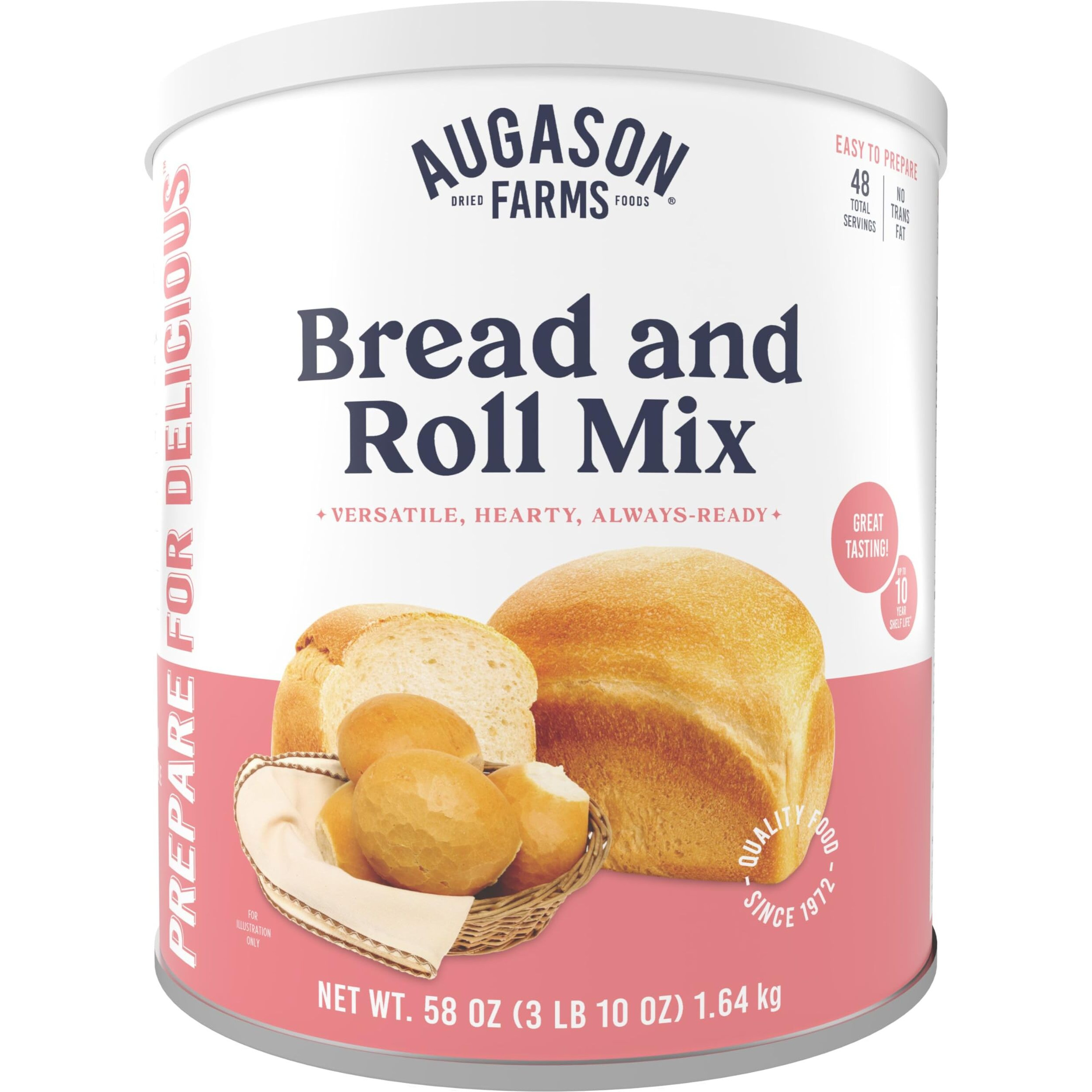 Augason Farms Bread And Roll Mix Can, Emergency Food Supply, Everyday Meals, 48 Servings