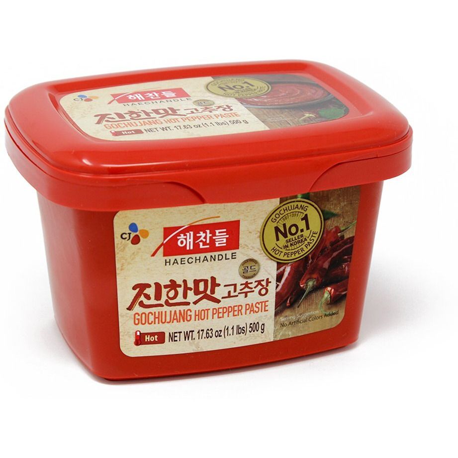 Cj Haechandle Gochujang - Hot Pepper Paste, Korean Traditional Fermented Jang, Made With Red Hot Chili Peppers, Sweet & Spicy Flavor, 1.1 Lb (Pack Of 1)