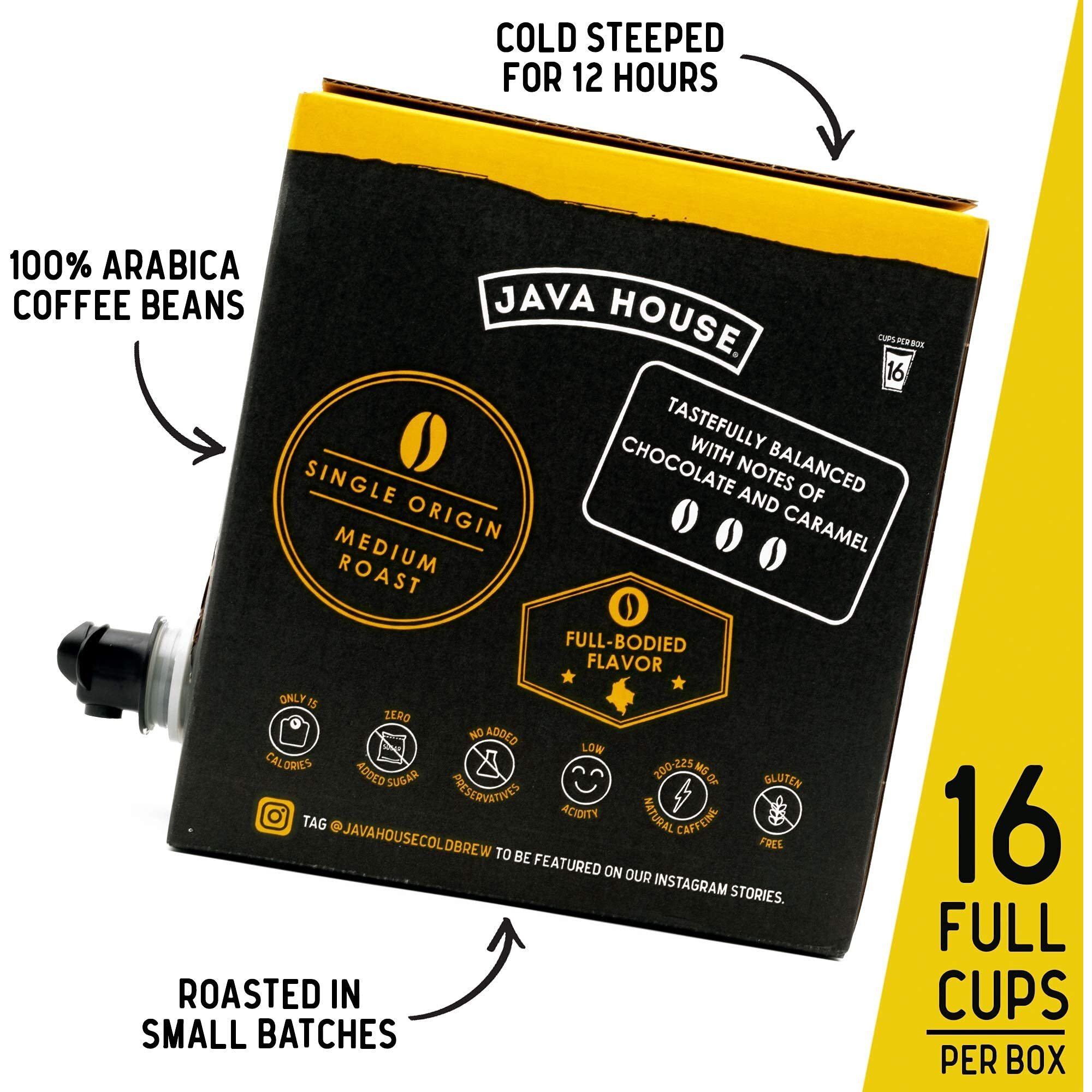 Java House Cold Brew Coffee On Tap, (128 Fluid Ounce Box) Not A Concentrate, No Sugar, Ready To Drink Liquid (Colombian Roast)
